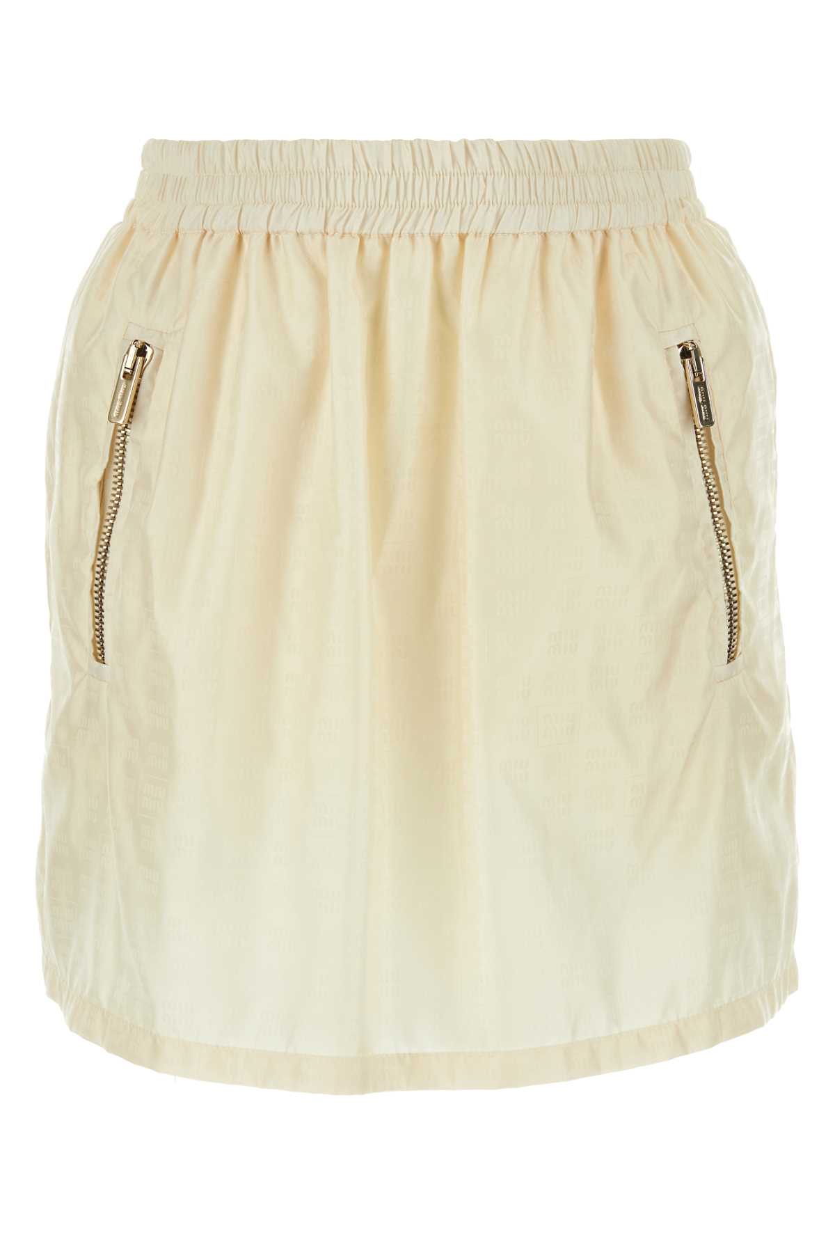 Ivory Nylon Mini Skirt