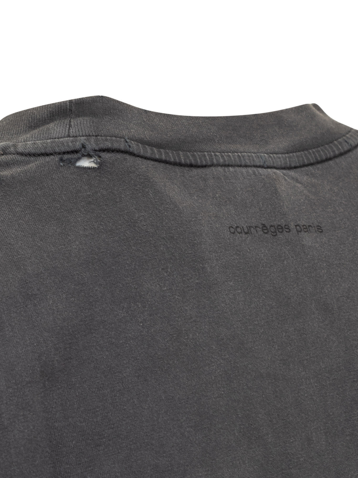 Shop Courrèges Destroyed T-shirt In 9071 Stonewashed Grey