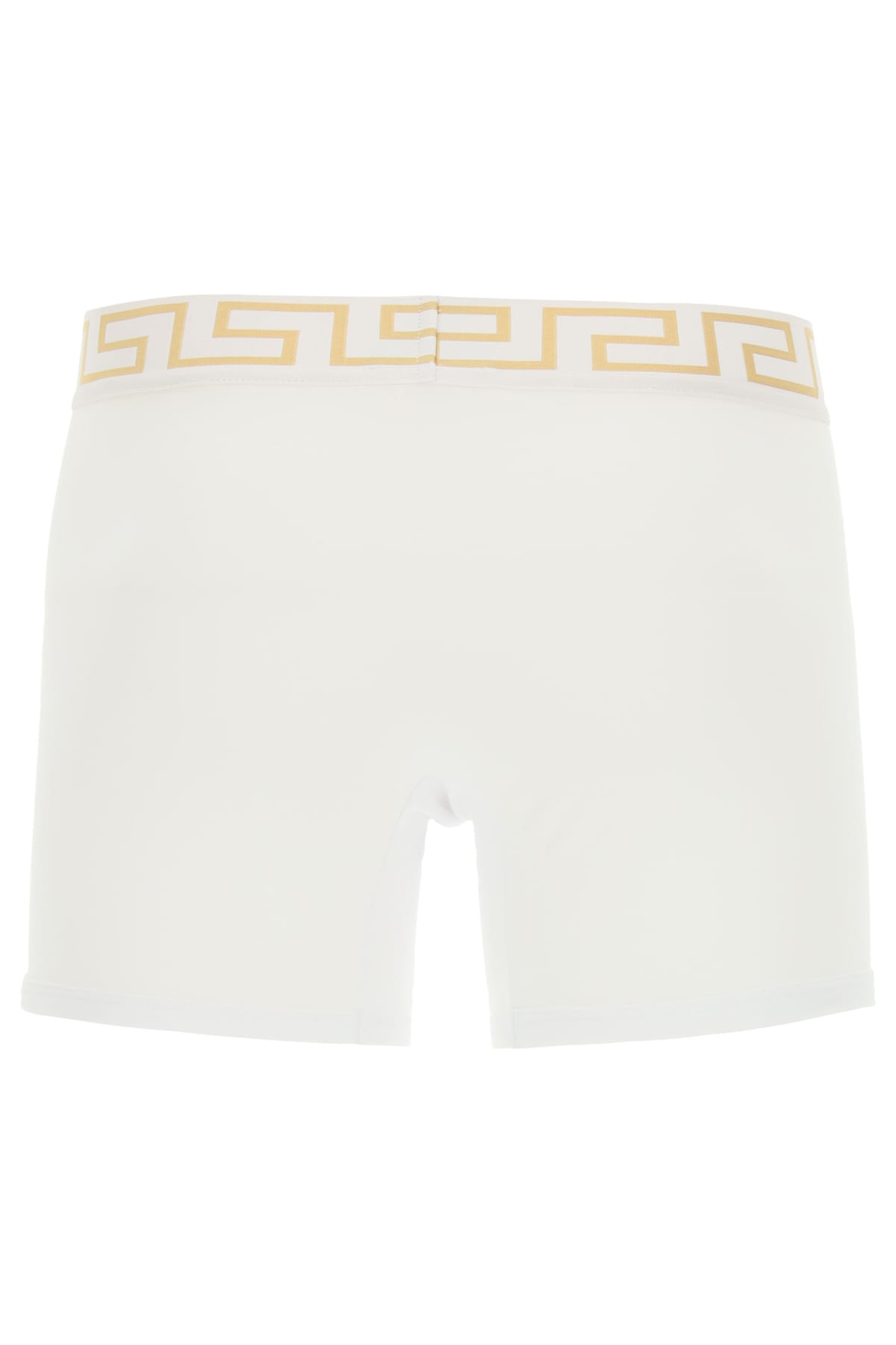 Shop Versace Bi-pack Underwear Greca Border Trunks In Bianco Greca Oro