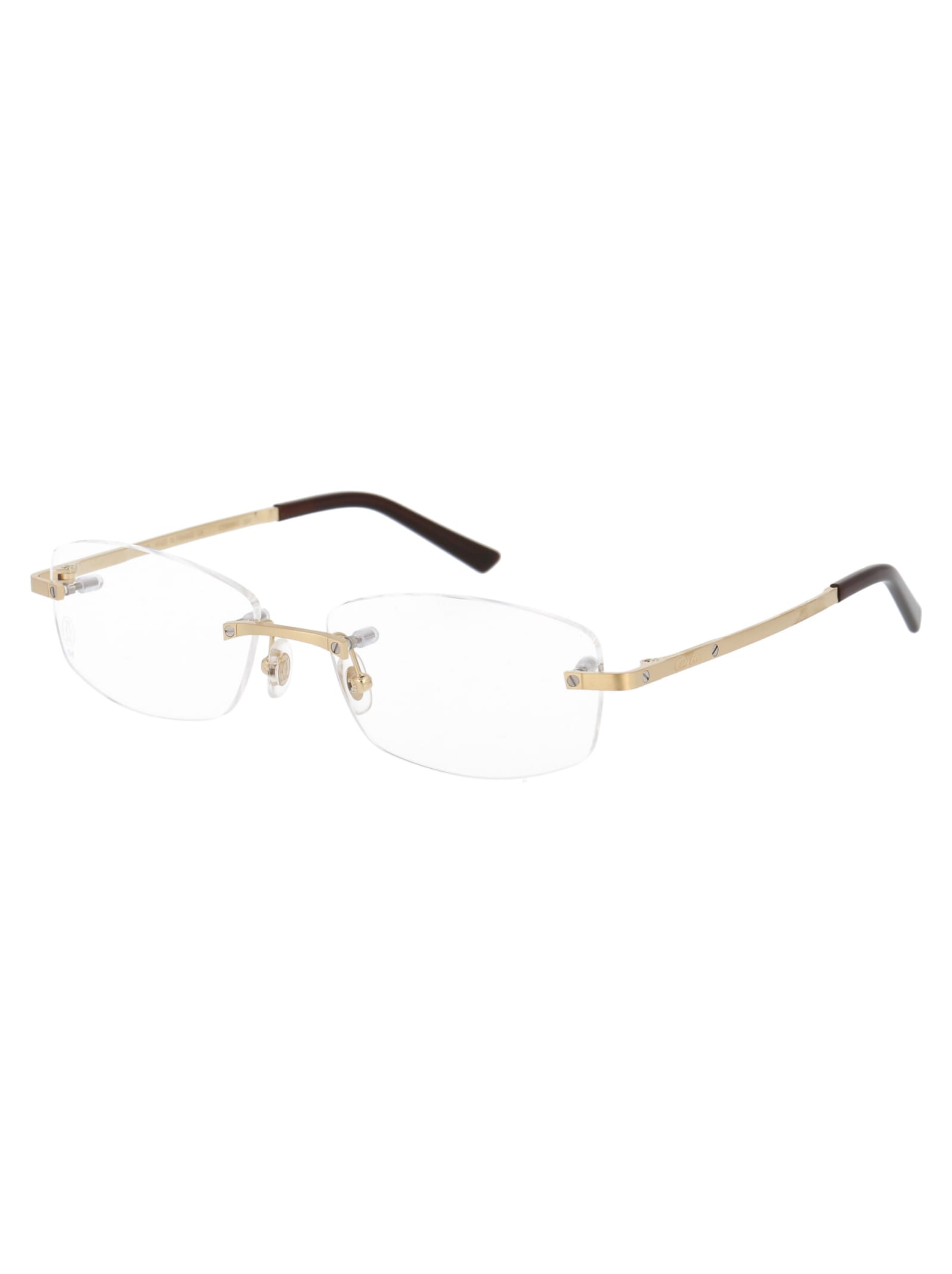 Shop Cartier Ct0086o Glasses In 001 Gold Gold Transparent