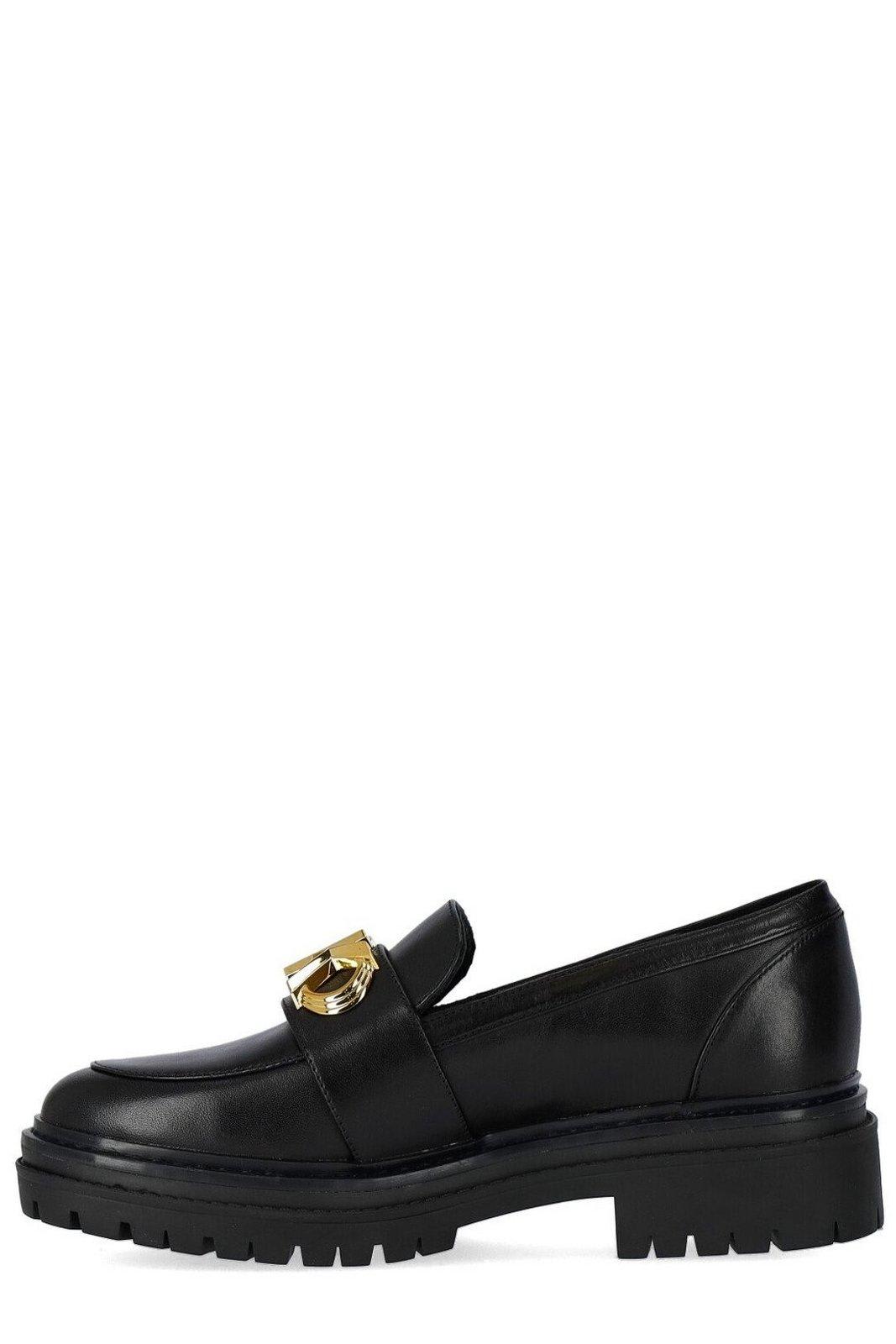 Shop Michael Michael Kors Logo Plaque Slip-on Loafers In Black