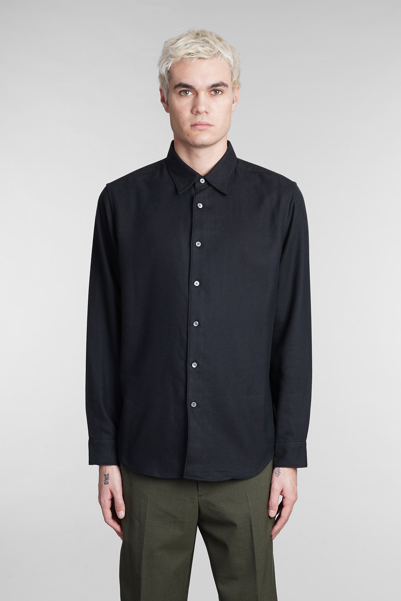 Theory Sylvain Structure Knit Regular Fit Shirt In Black