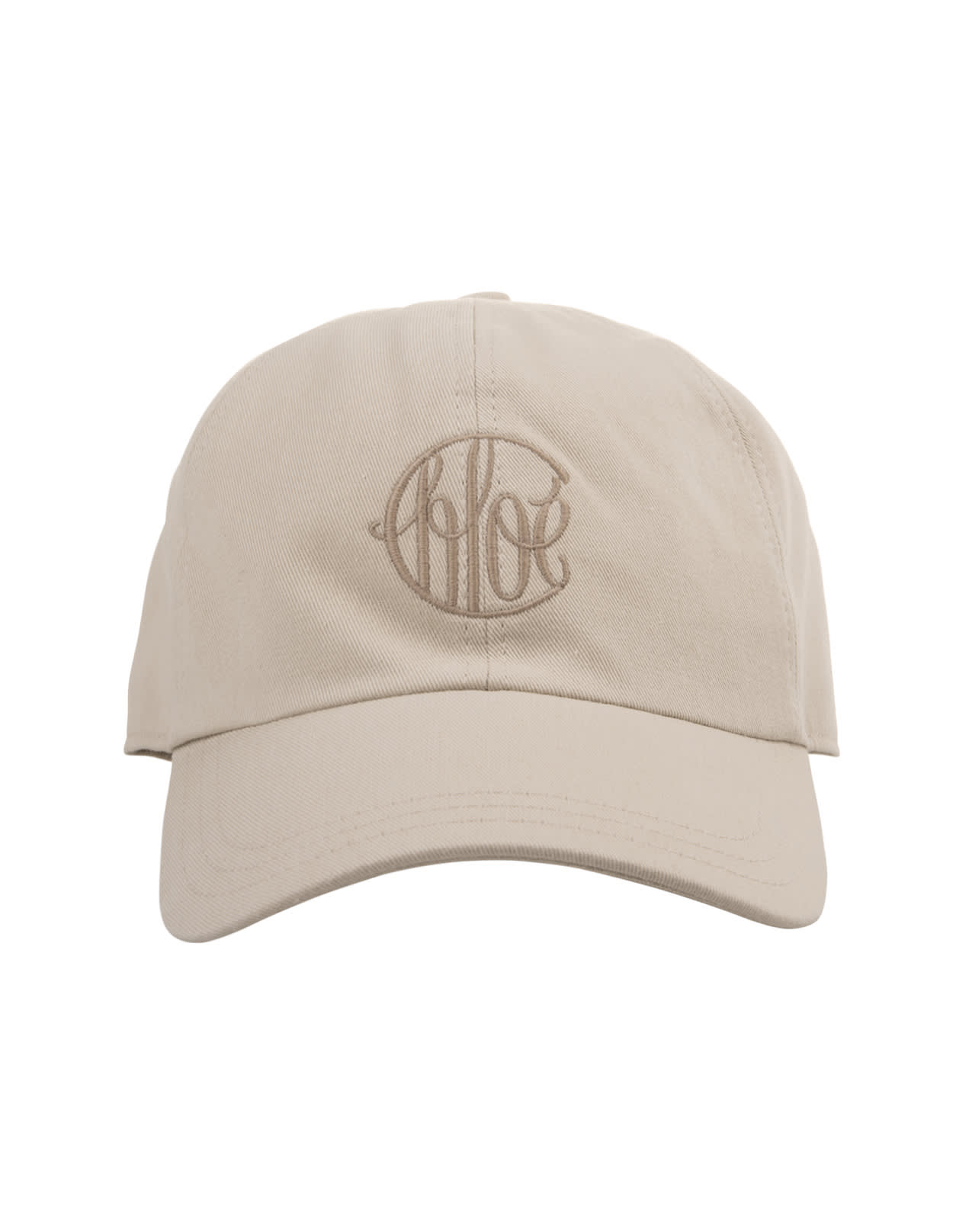 Shop Chloé Cement Beige Baseball Hat With Embroidered Logo In Brown