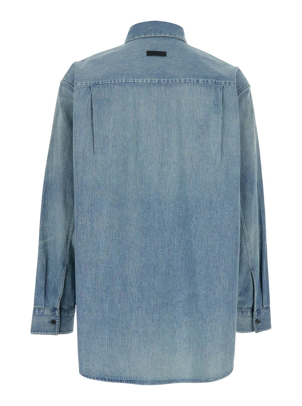 Fear Of God Blue Shirt With Classic Collar And Logo Patch On The Back In Blu
