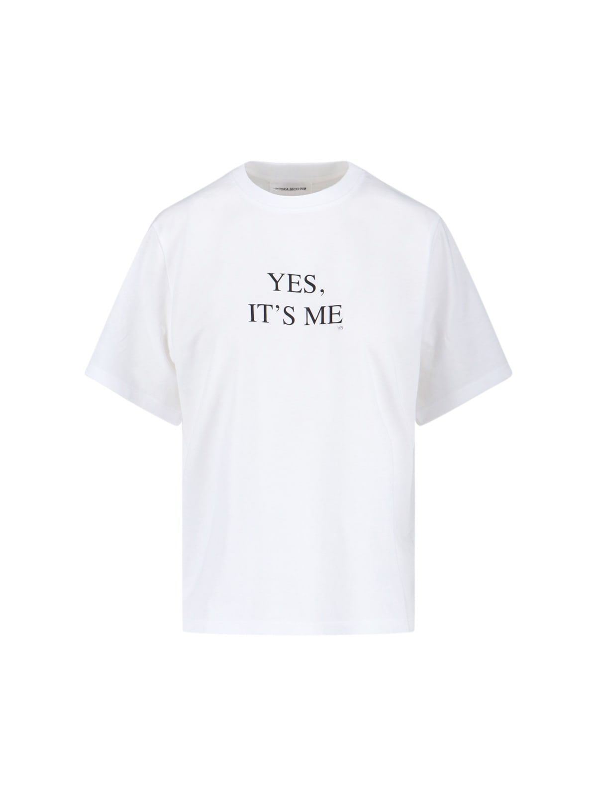 Victoria Beckham Graphic Print Crew Neck Short Sleeve Top In White