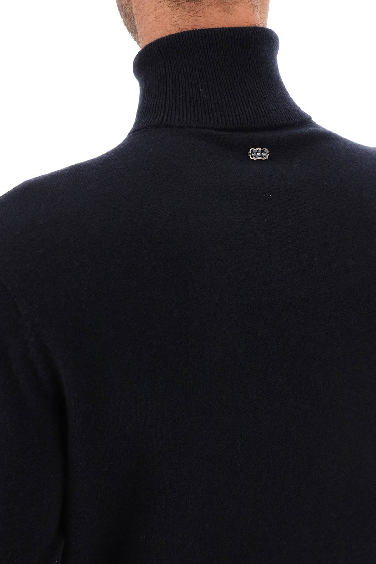 Shop Agnona Seamless Cashmere Turtleneck Sweater In Night (blue)
