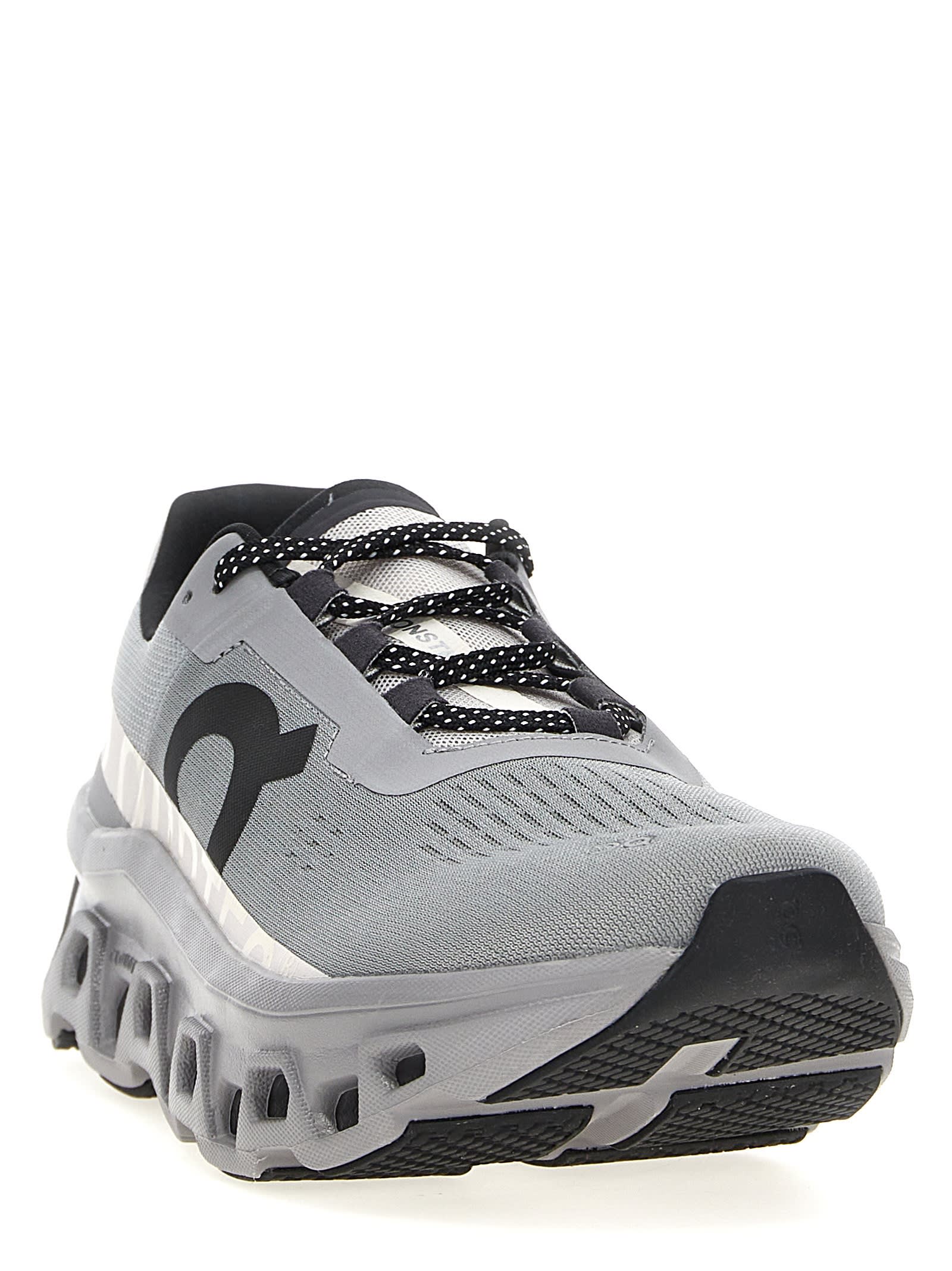 On Breathable Grey Sneakers With Robust Rubber Sole In Gray