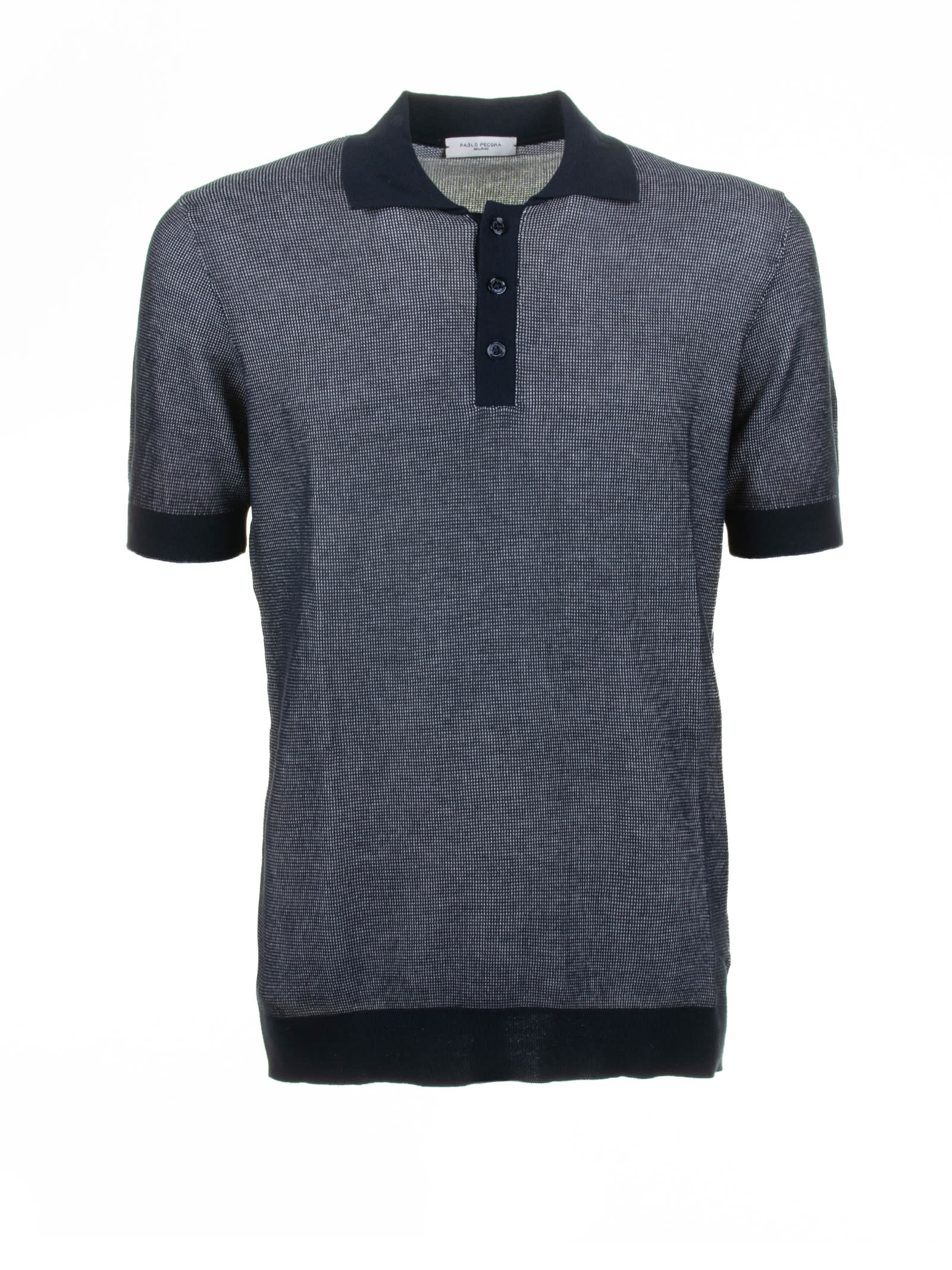 Blue Short-sleeved Cotton Polo Shirt
