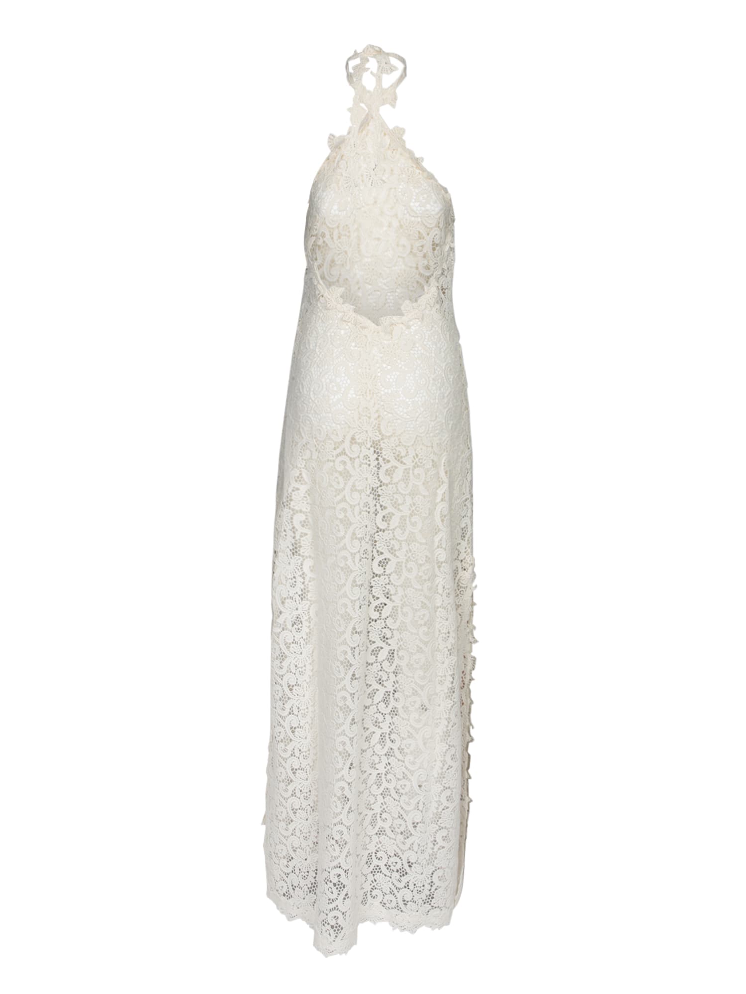 ERMANNO SCERVINO WHITE MACRAMé HALTER DRESS
