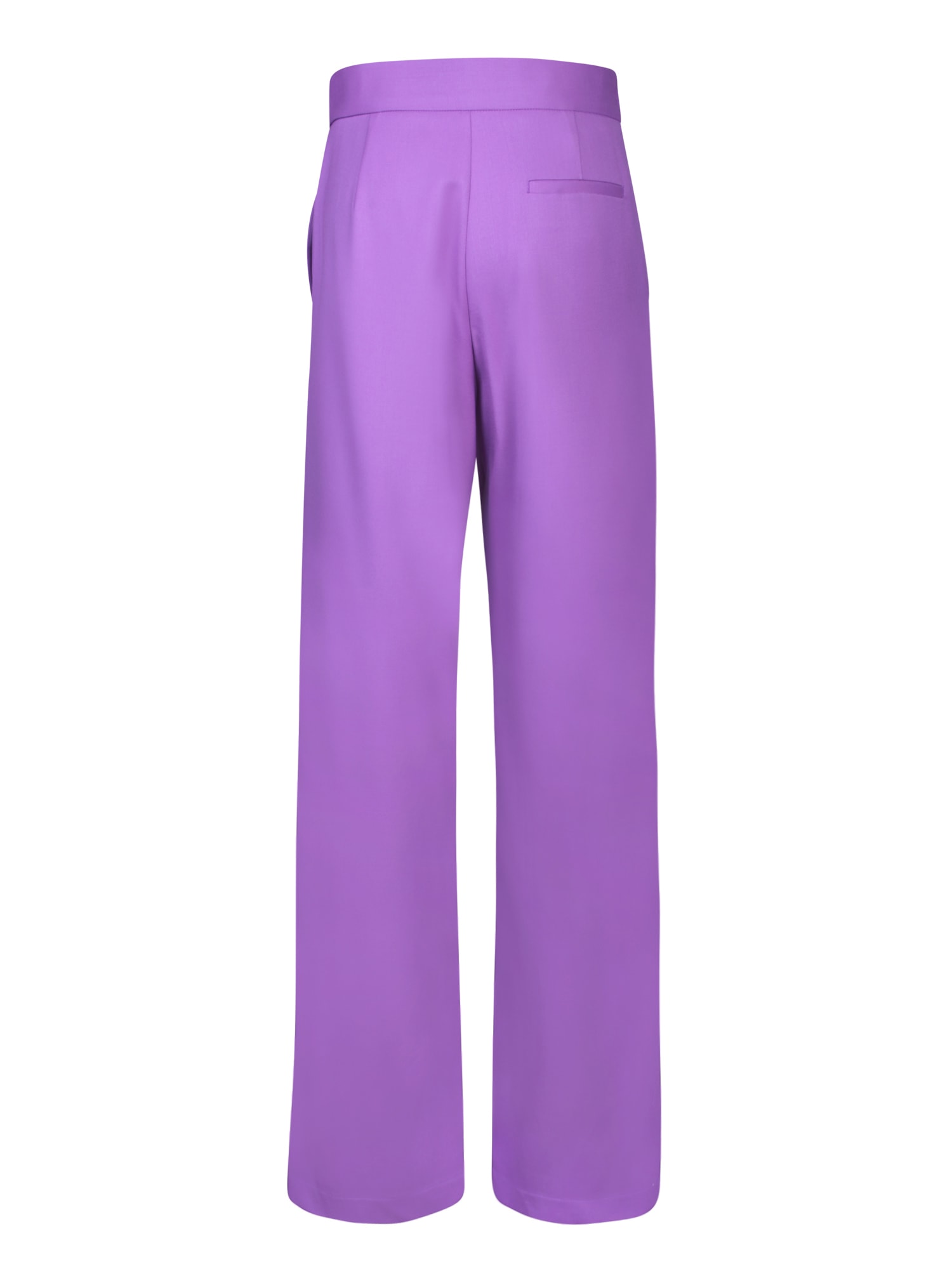 Shop Msgm Virgin Wool Flared Trousers In Purple