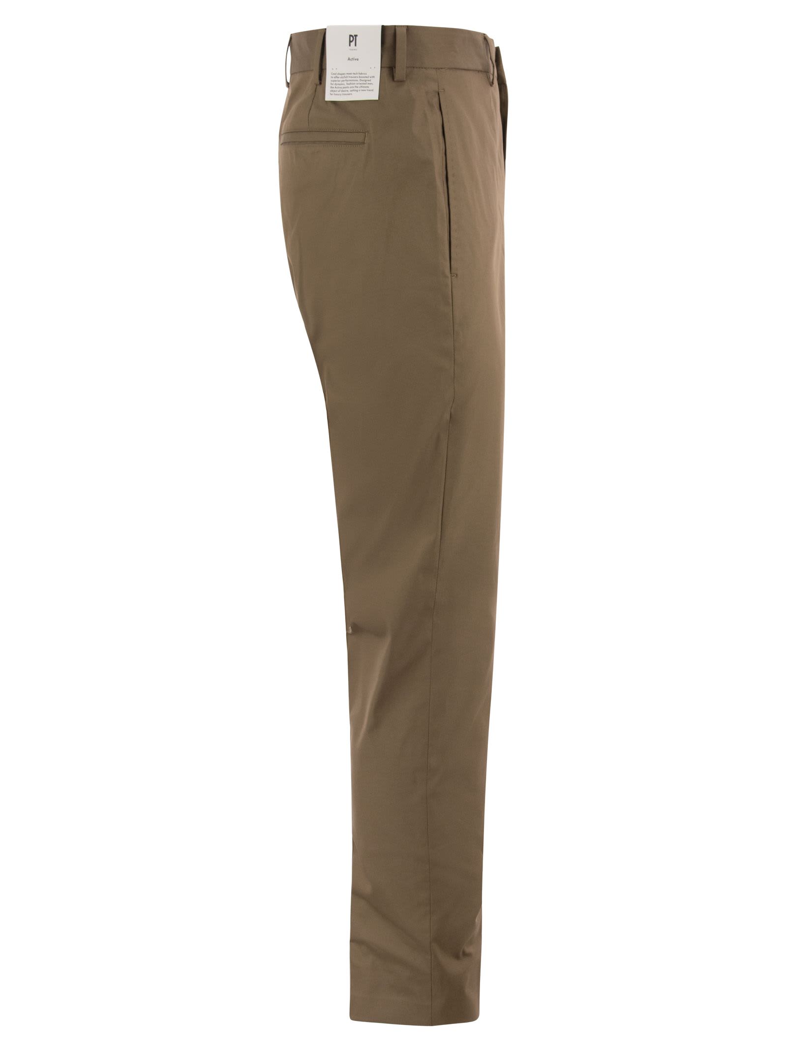 Shop Pt01 Stretch Trousers In Technical Fabric In Tobacco