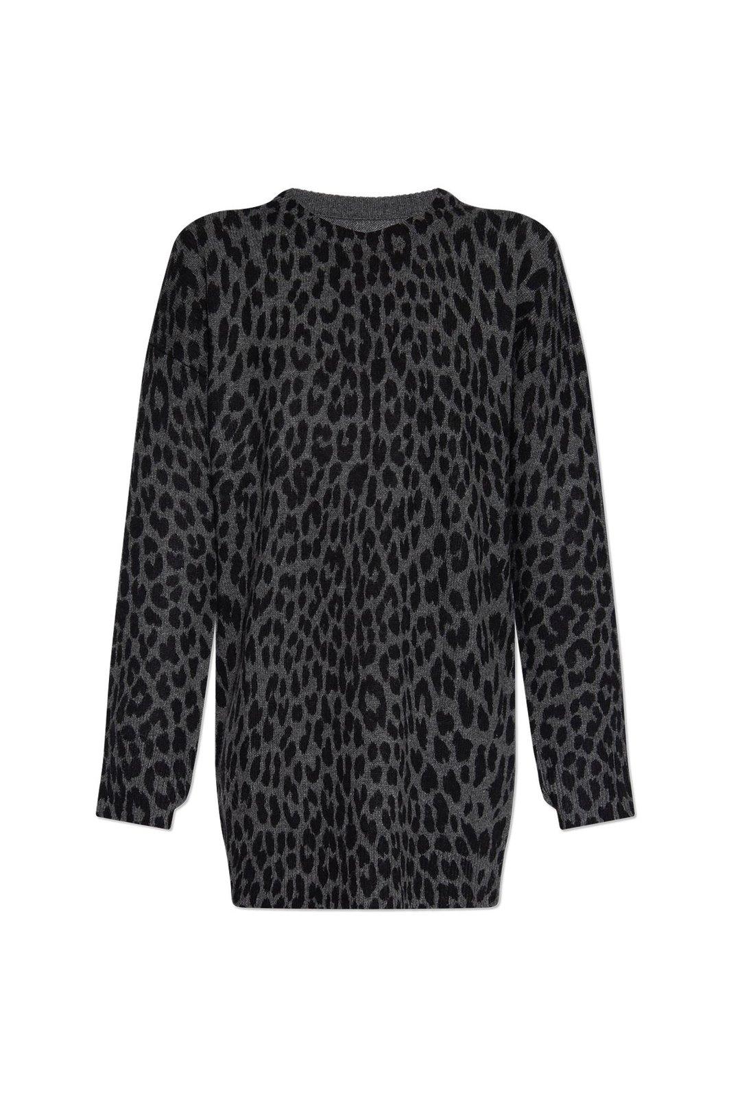 Zadig &amp; Voltaire Malia Leopard Long Sleeved Dress In Charcoal