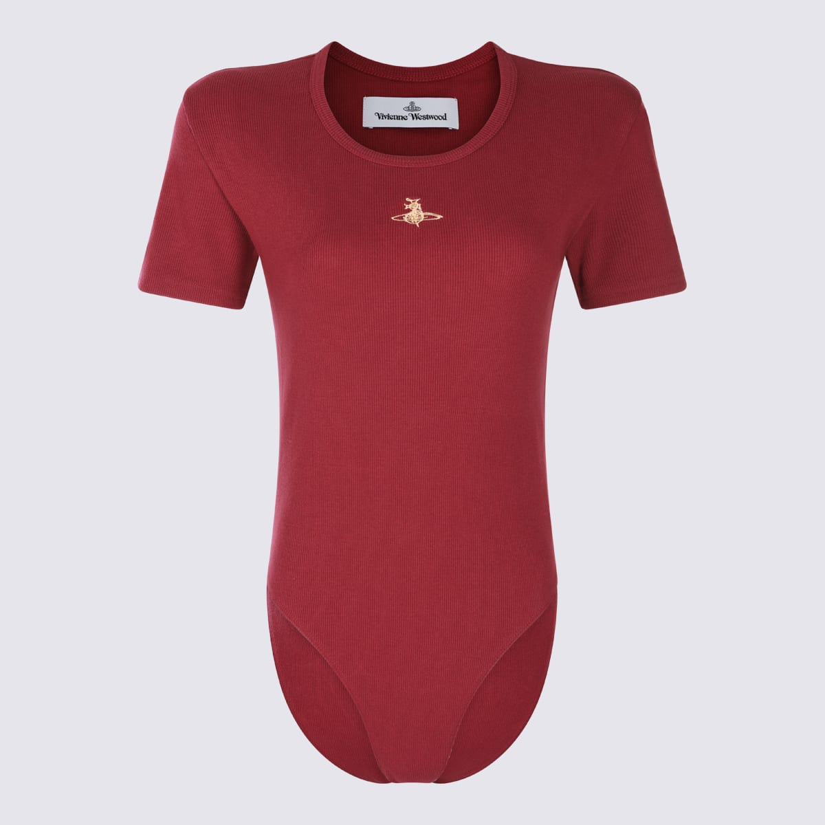 Vivienne Westwood Stylish Short Sleeve Jumpsuit With Round Neckline In Brown