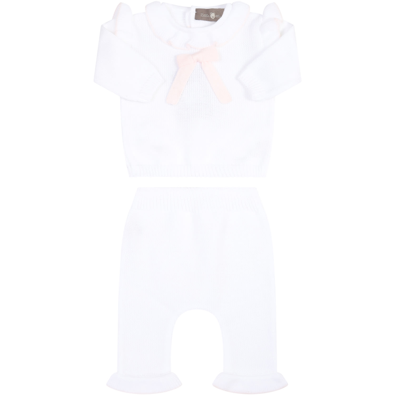 Little Bear White Suit For Babygirl With Bow