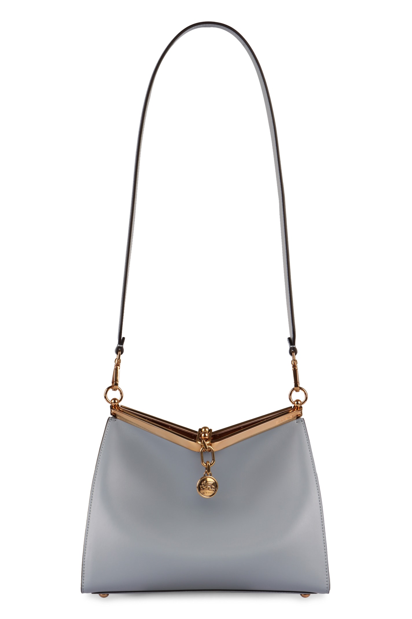 Shop Etro Vela Media Leather Shoulder Bag In Light Blue