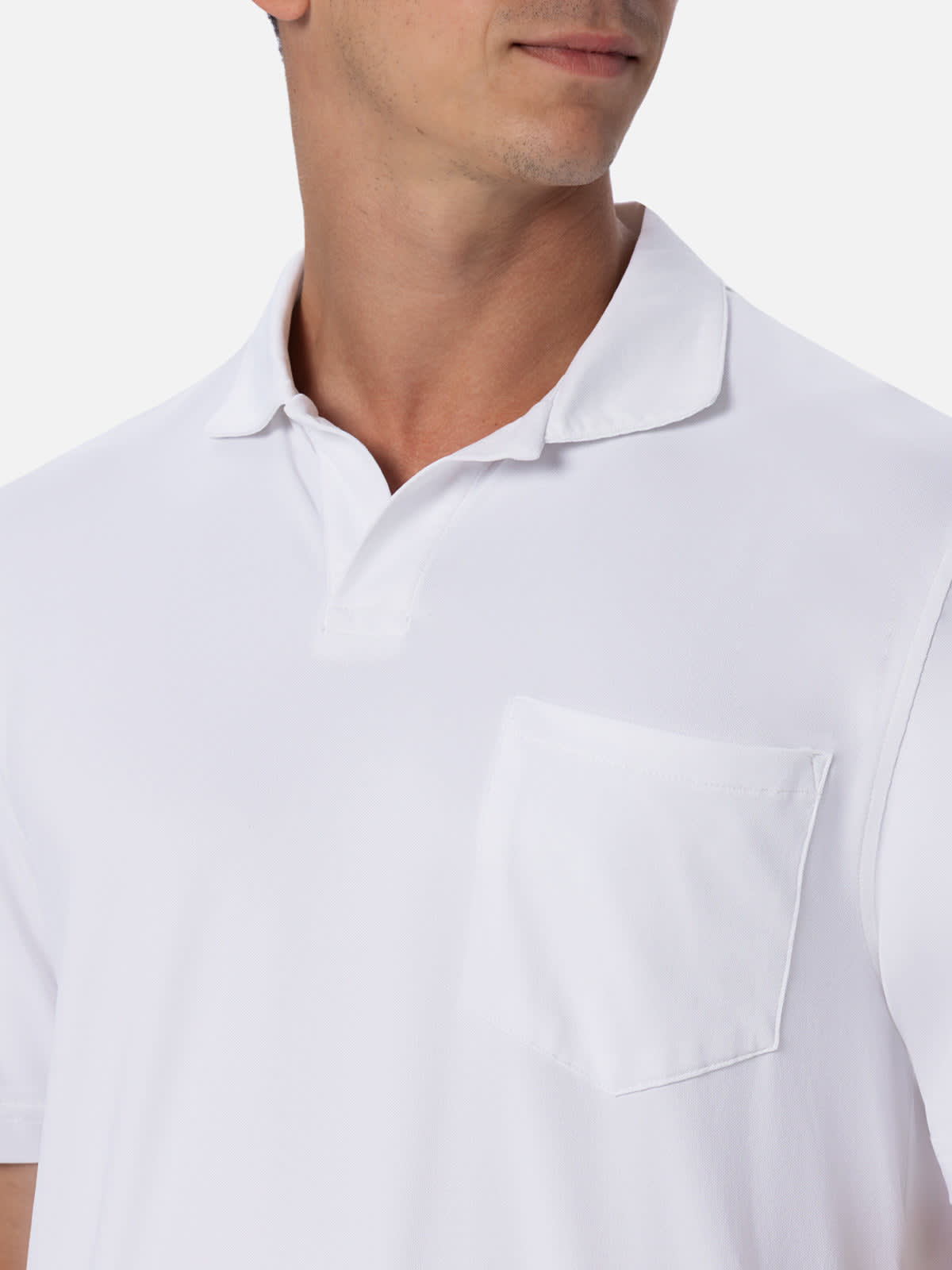 Mc2 Saint Barth Man Off-white Technical Piquet Polo Shirt Camber In White