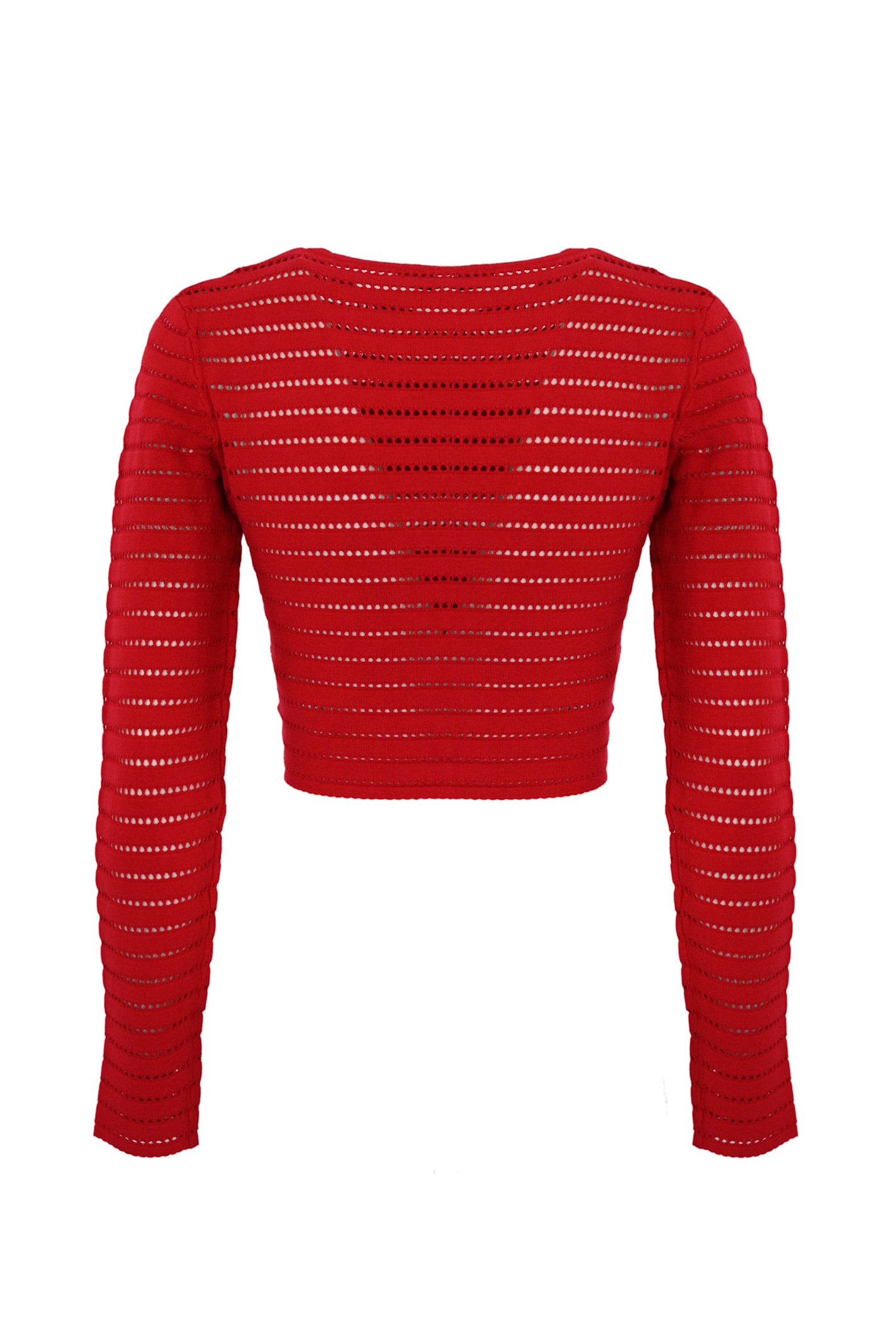 Elisabetta Franchi Perforated Knit Top In Red