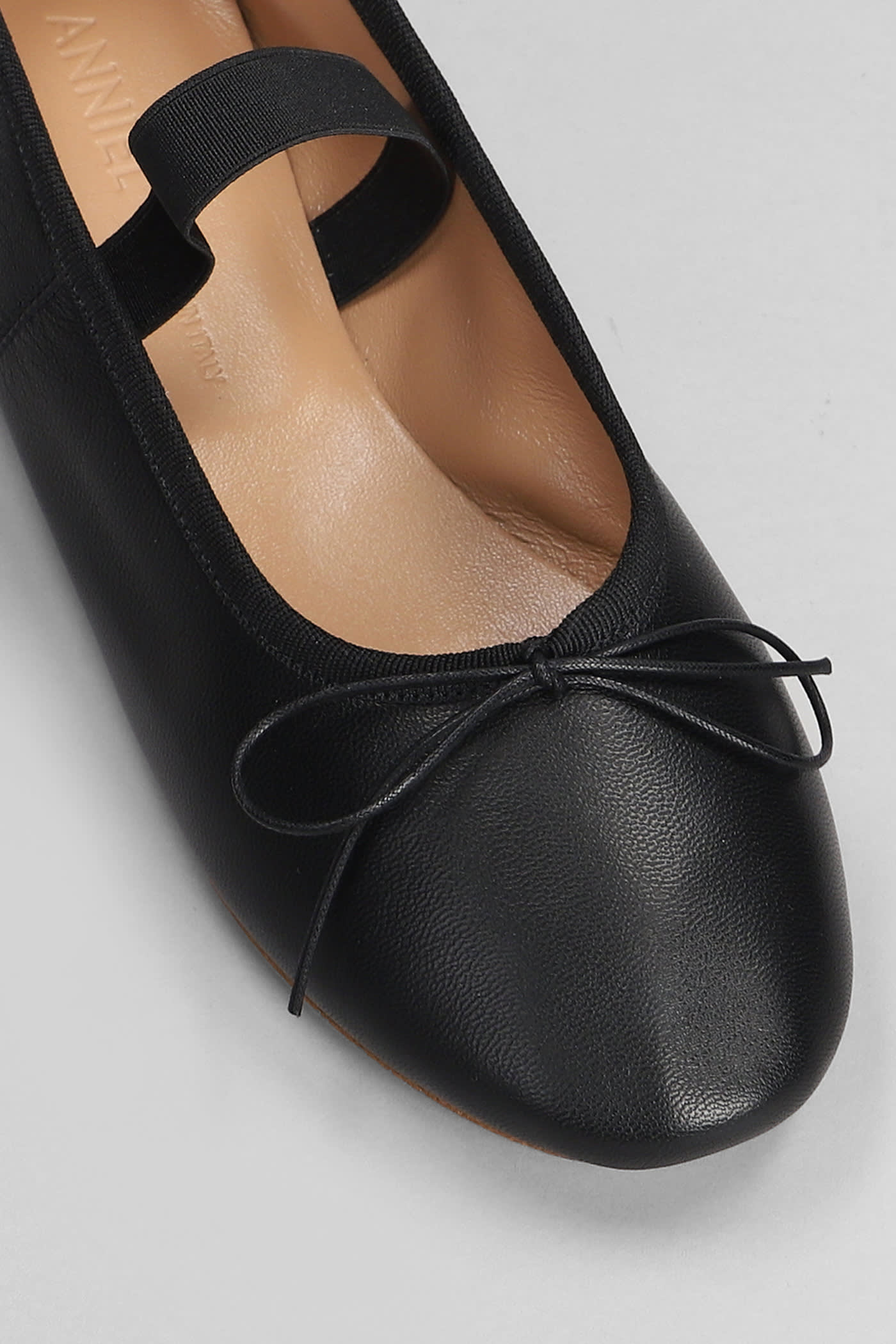 Shop Anniel Ballet Flats In Black Leather