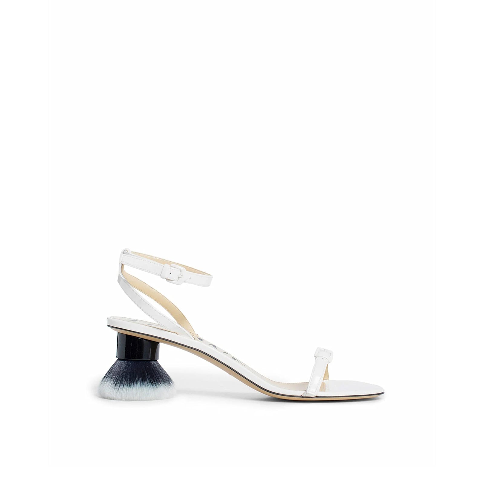 Shop Loewe Petal Brush Leather Sandals In White