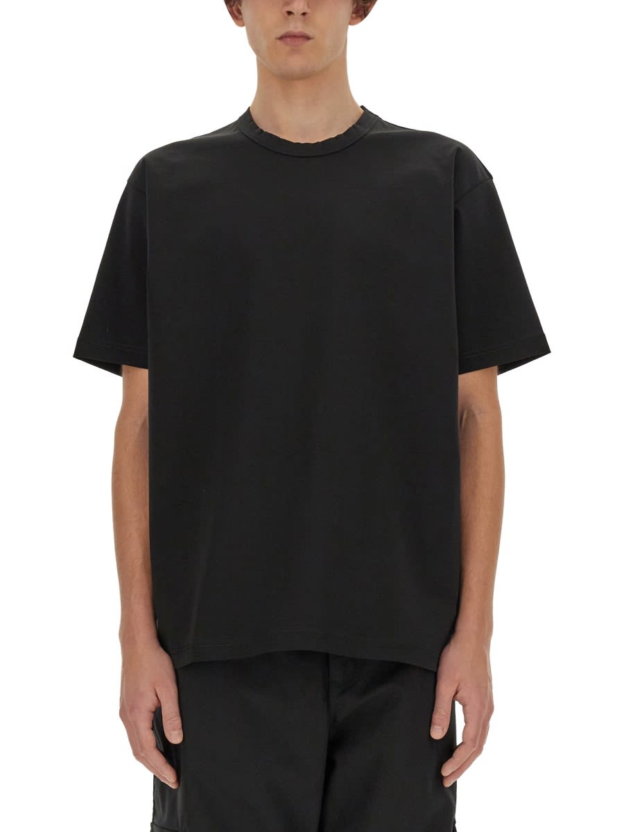 Shop Junya Watanabe Cotton Blend T-shirt In Black