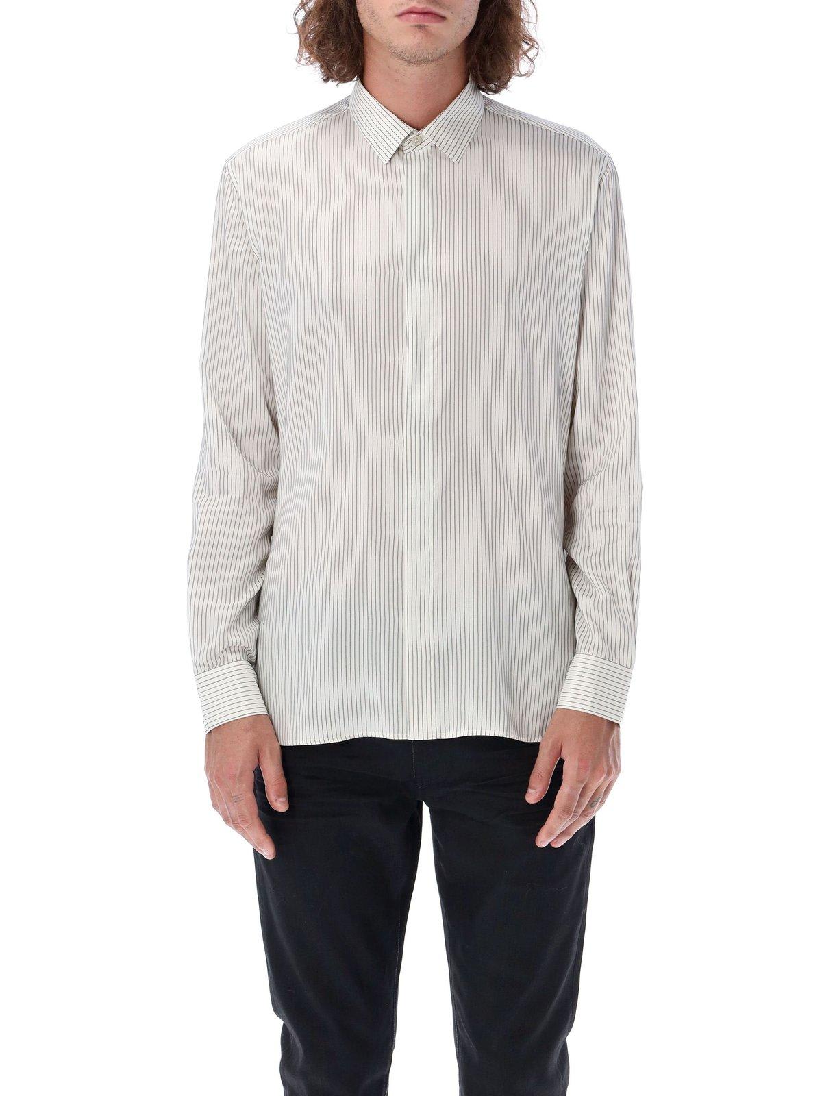 Saint Laurent Striped Long-sleeved Shirt