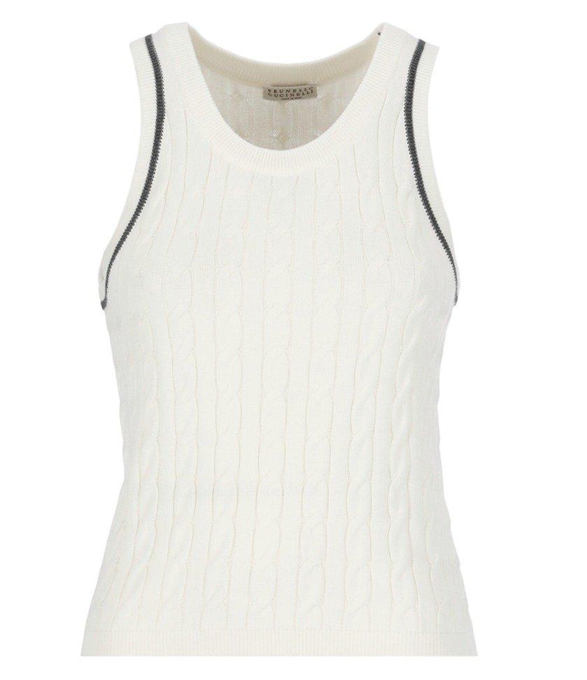 Brunello Cucinelli Bead-chain Detailed Tank Top In White