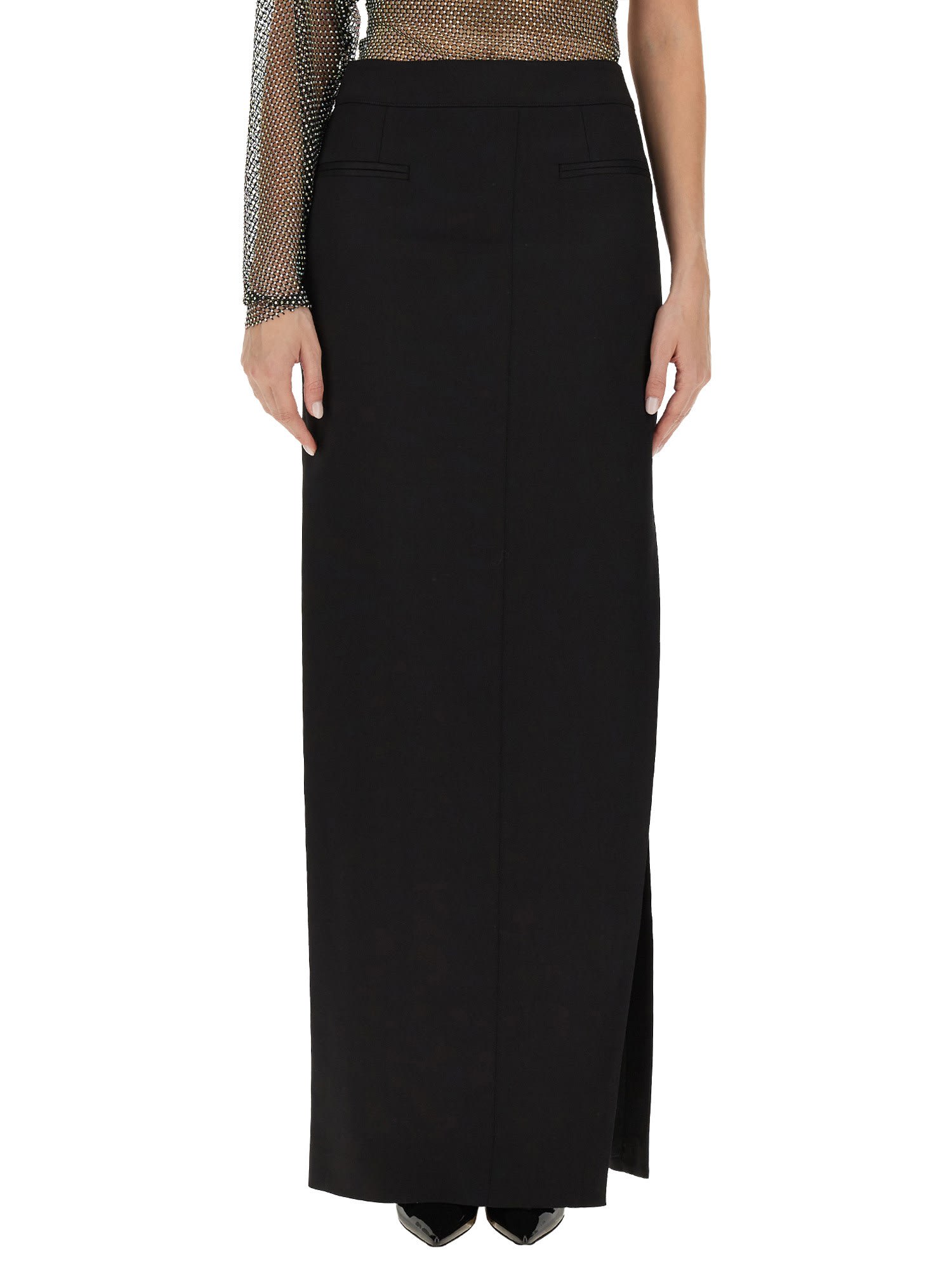 Genny Women's Skirt With Slit In Nero