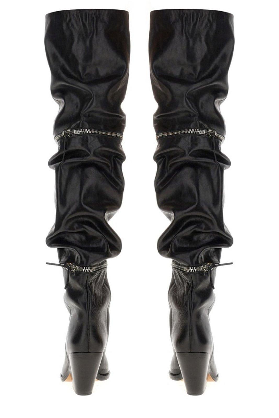 Shop Isabel Marant Lelodie Thigh-high Pointed-toe Boots In Black