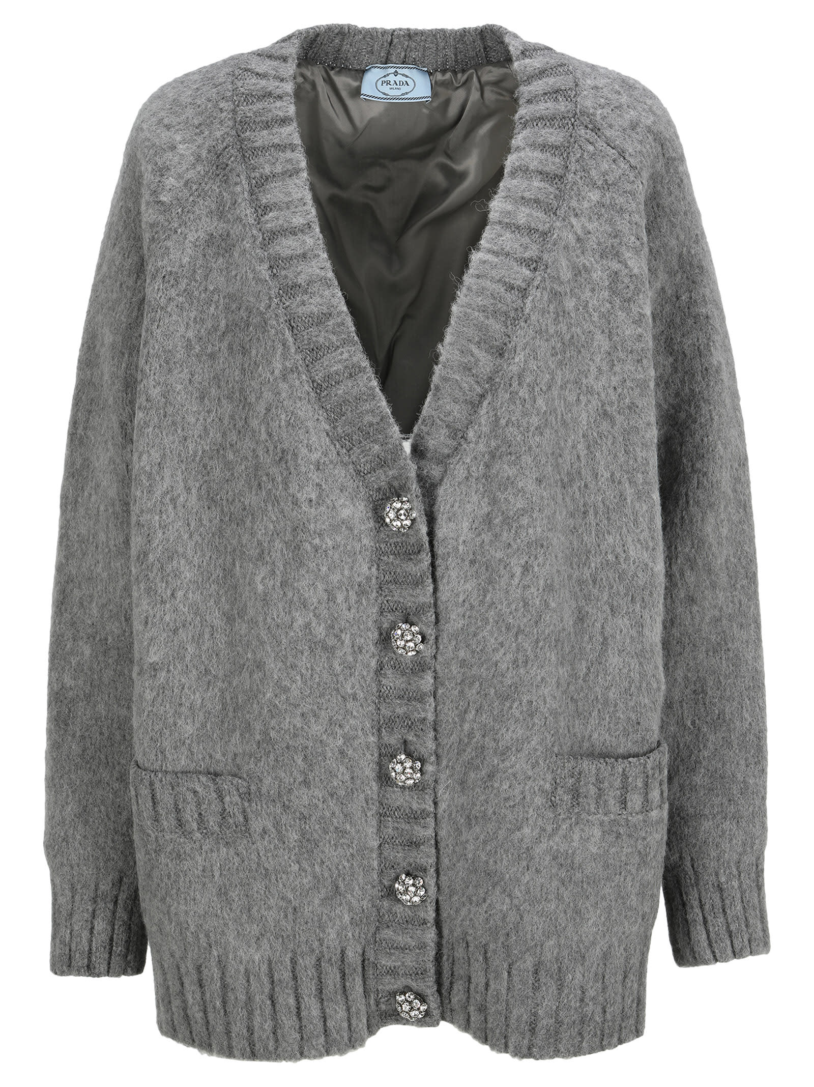 Prada Grey Shetland Wool Cardigan