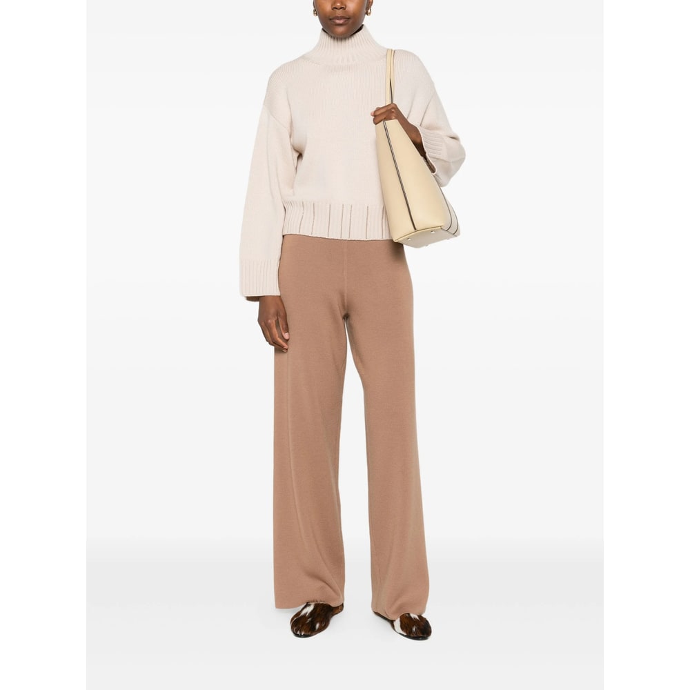 Fabiana Filippi Wool Turtleneck Sweater With Dropped Shoulders In Neutral