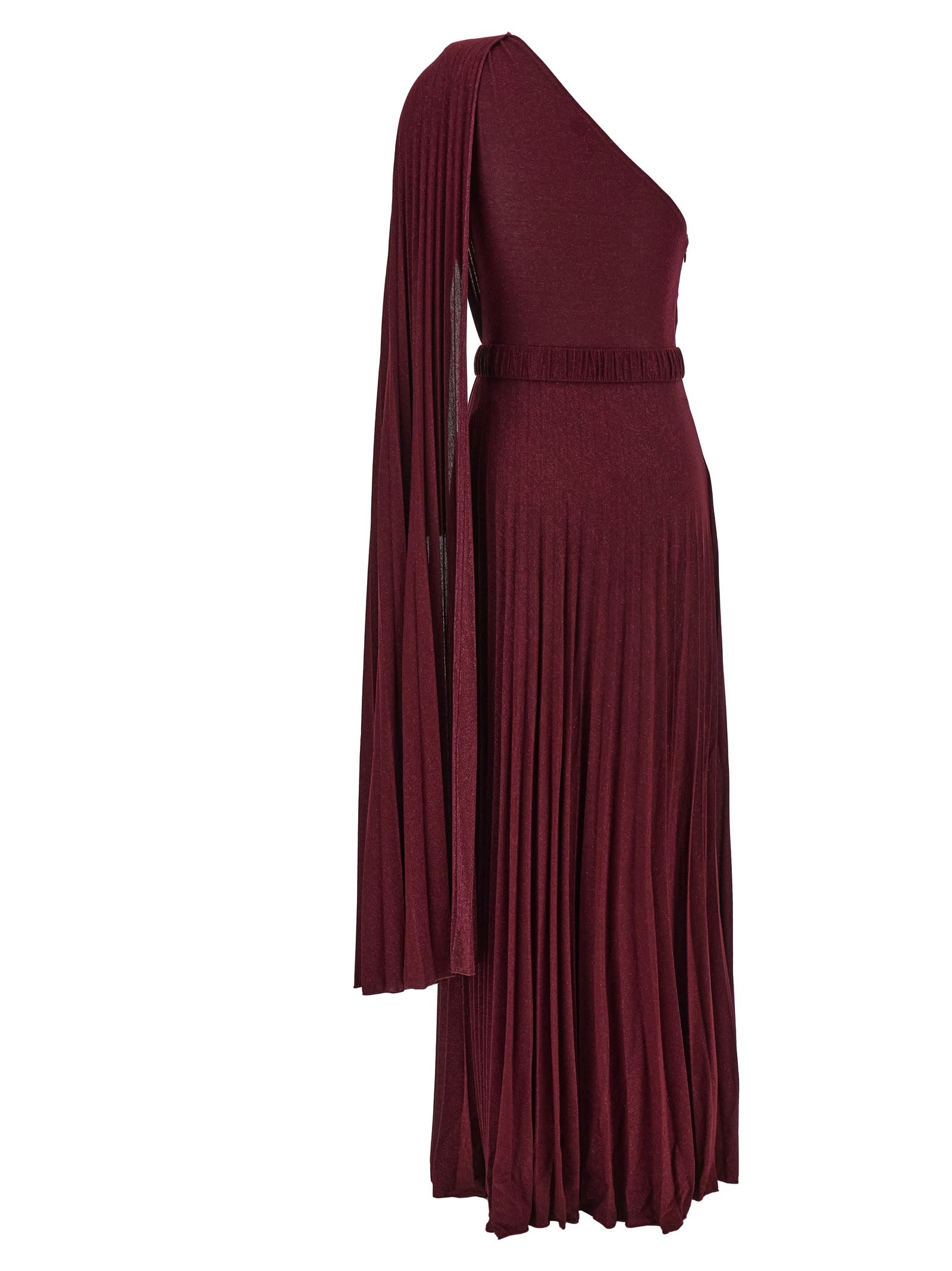 Shop Elisabetta Franchi One-shoulder Dress  In Bordeaux