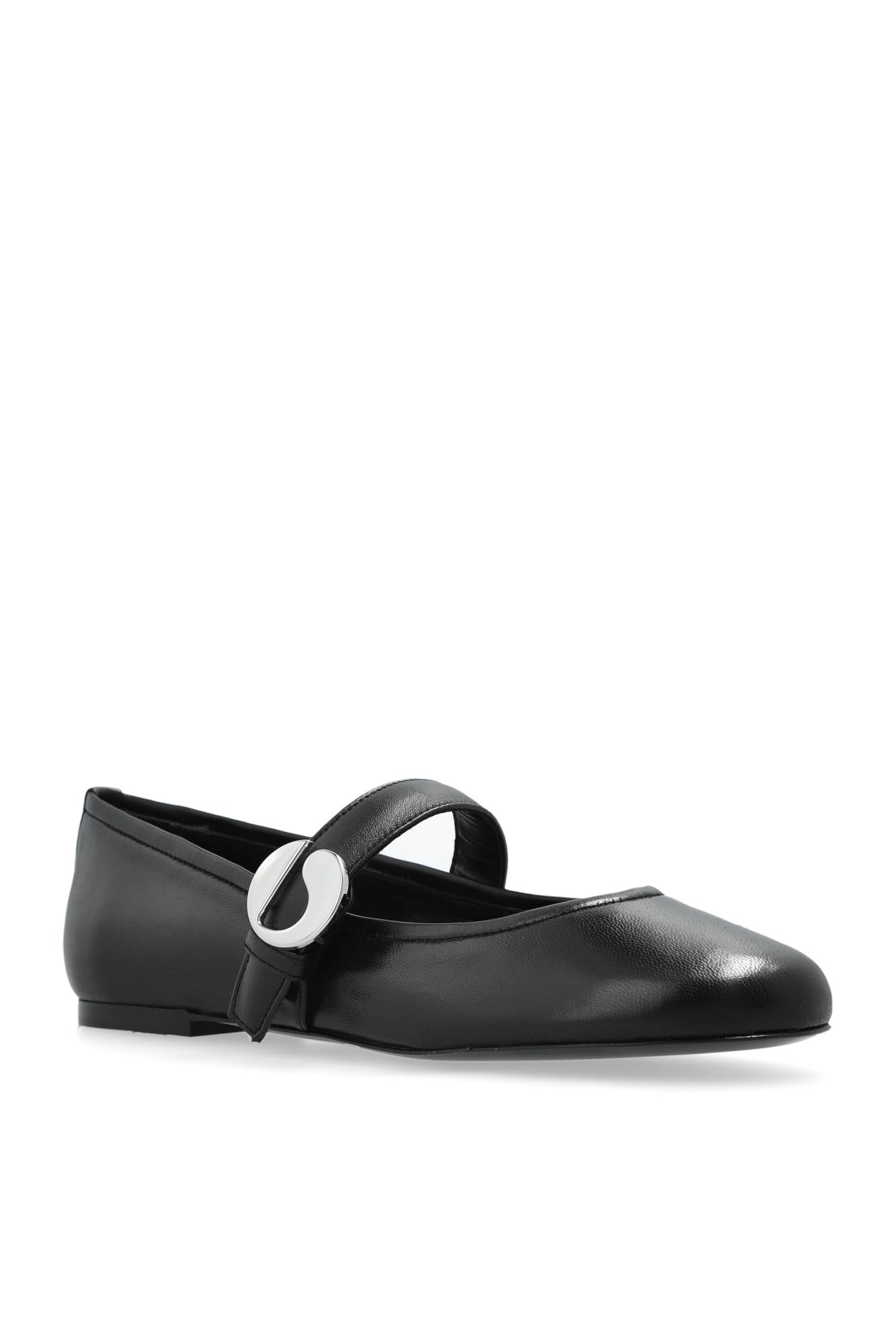 Coperni Black Ballerinas With Metallic Logo And Strap In Black