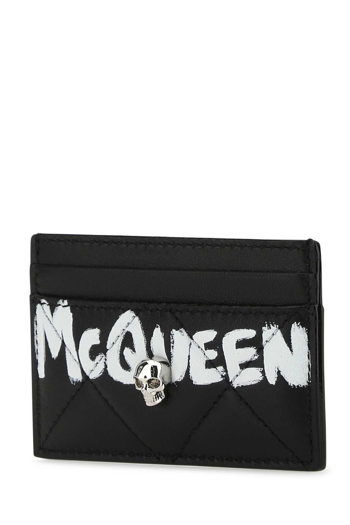 Shop Alexander Mcqueen Black Leather Card Holder In 1095