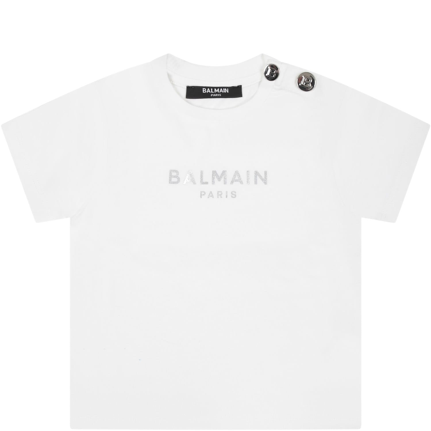 Balmain White T-shirt For Babies With Logo In White