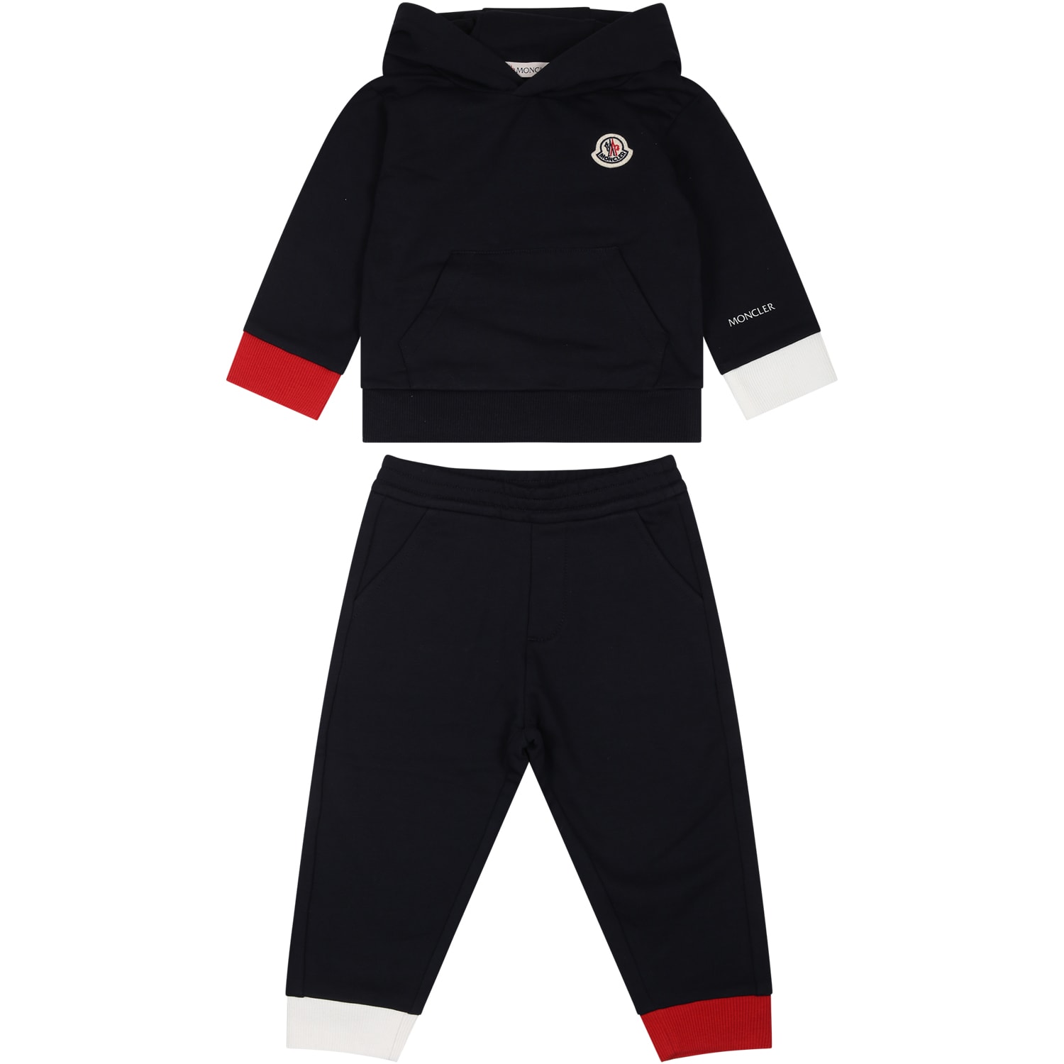 Shop Moncler Blue Suit For Baby Boy With Logo