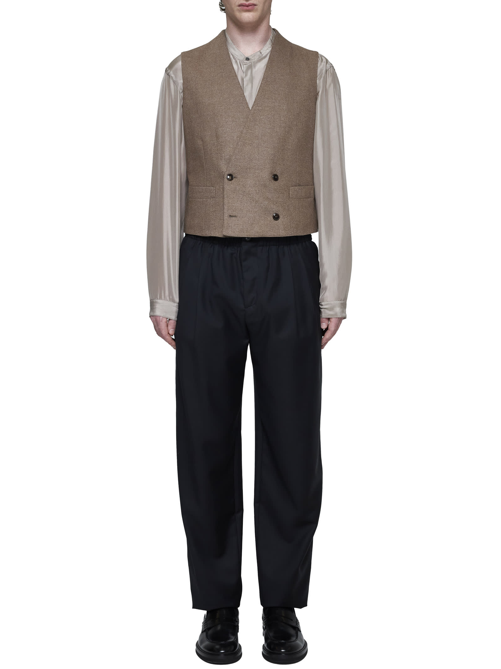 Shop Giorgio Armani Vest In Taupe Gray