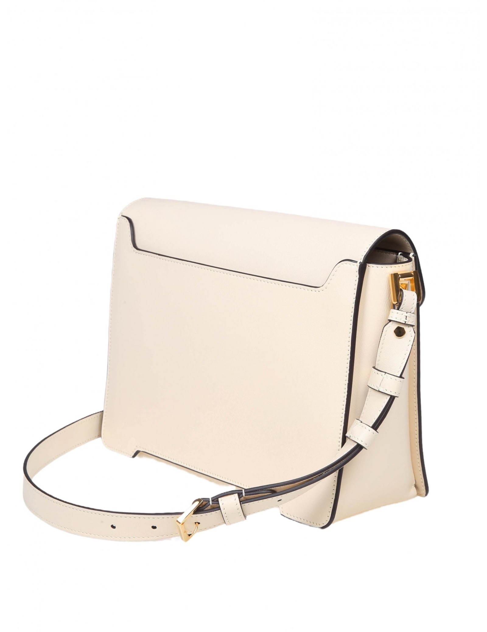 Marni Trunkaroon Calfskin Shoulder Bag In Milk