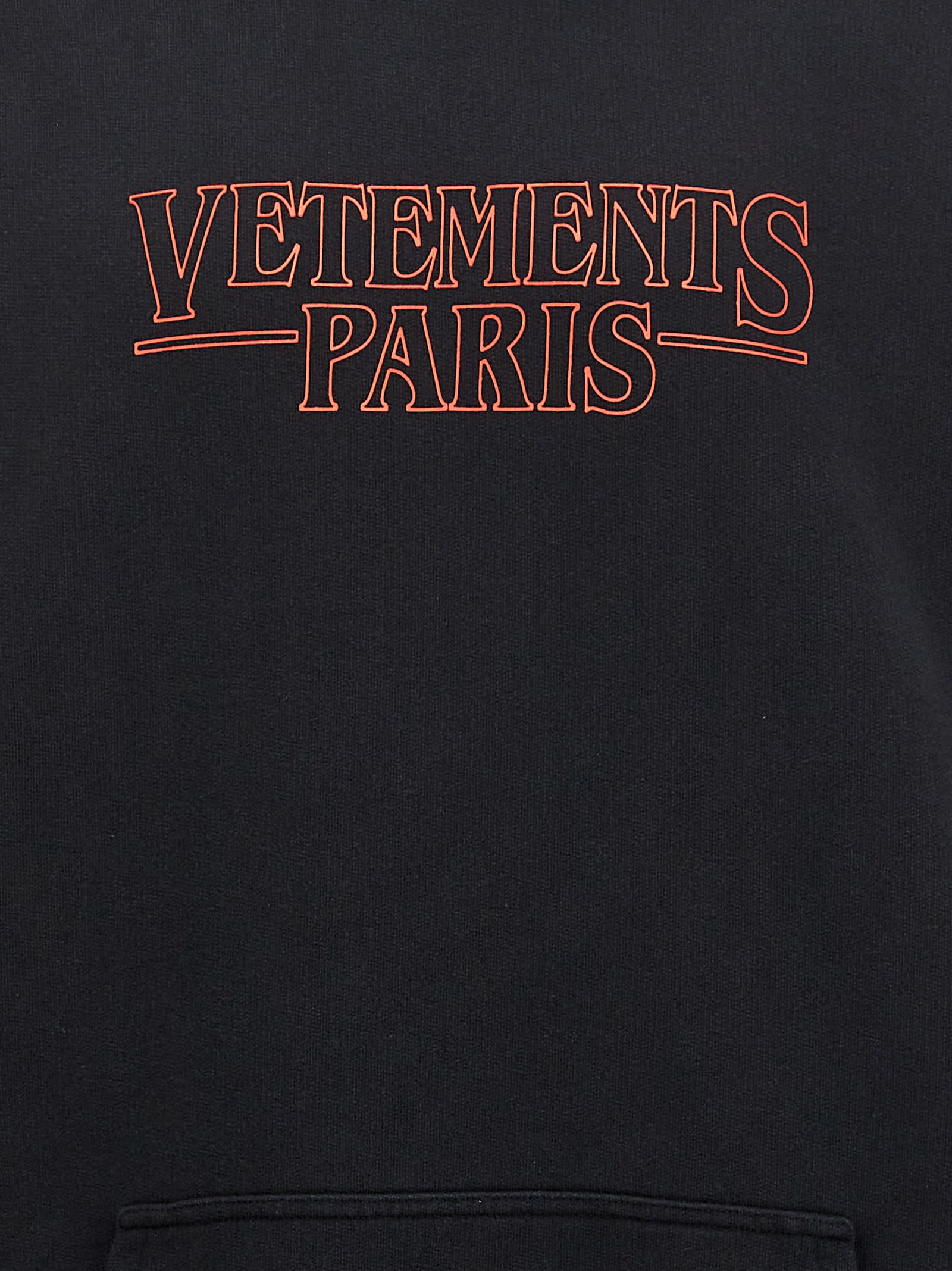 Shop Vetements Paris Logo Hoodie In Black