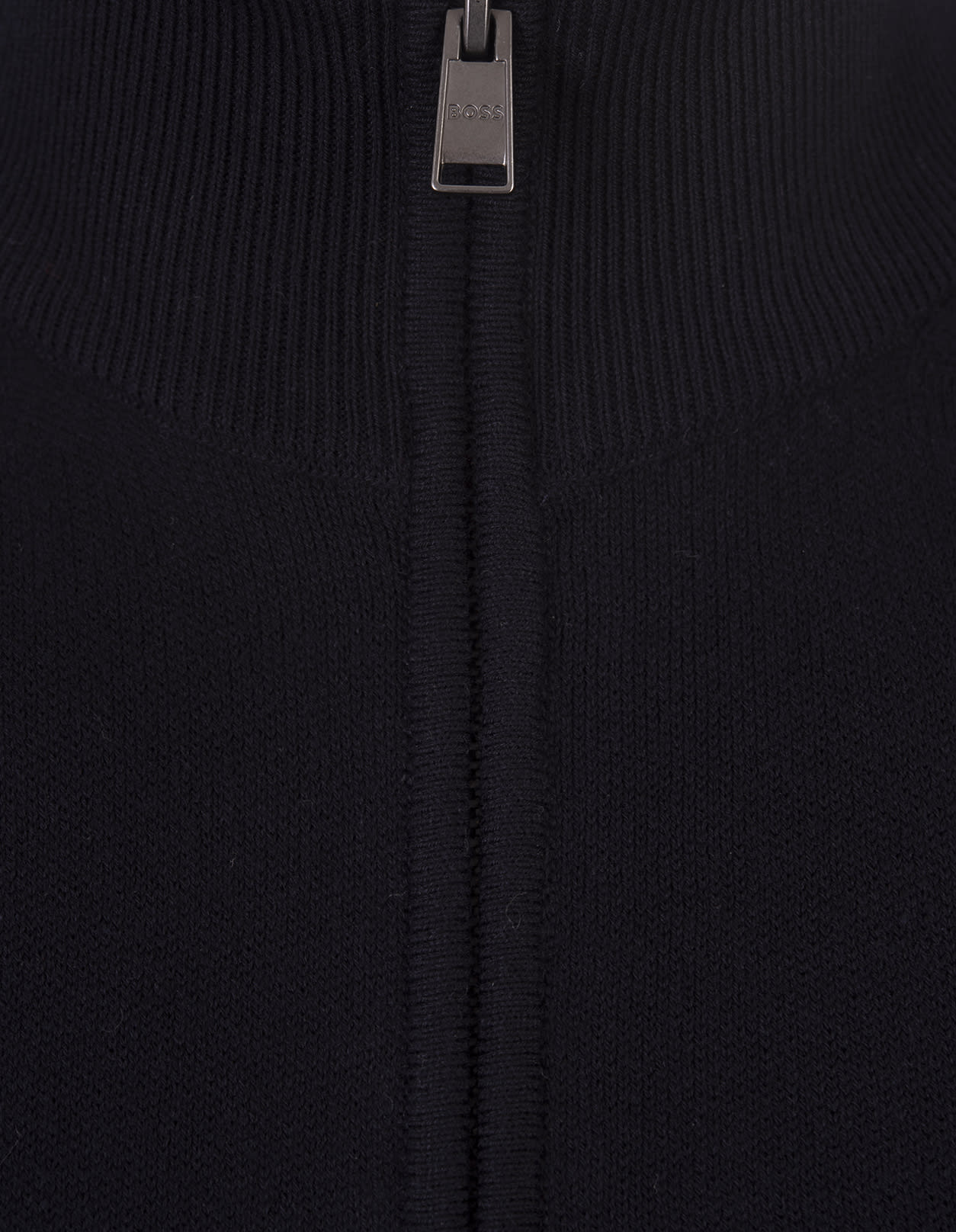 HUGO BOSS DARK BLUE KNITTED CARDIGAN WITH ZIP