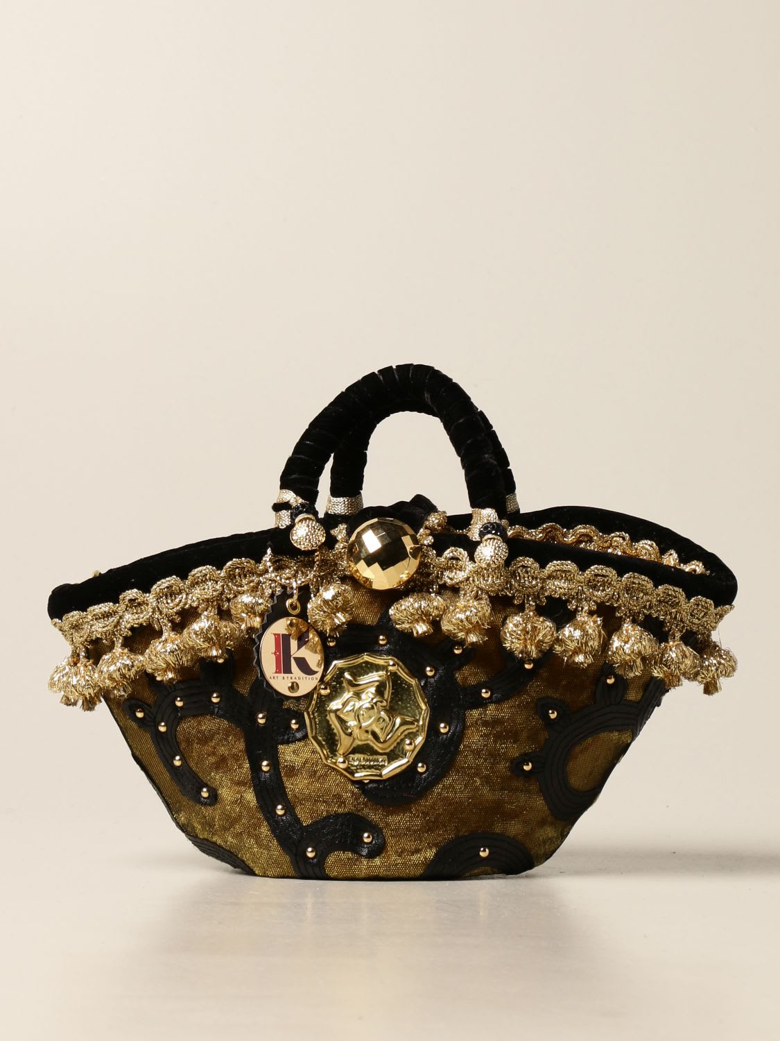 Sikuly Handbag Trinacria P. Sikuly Coffa Bag With Multi Embroidery And Applications