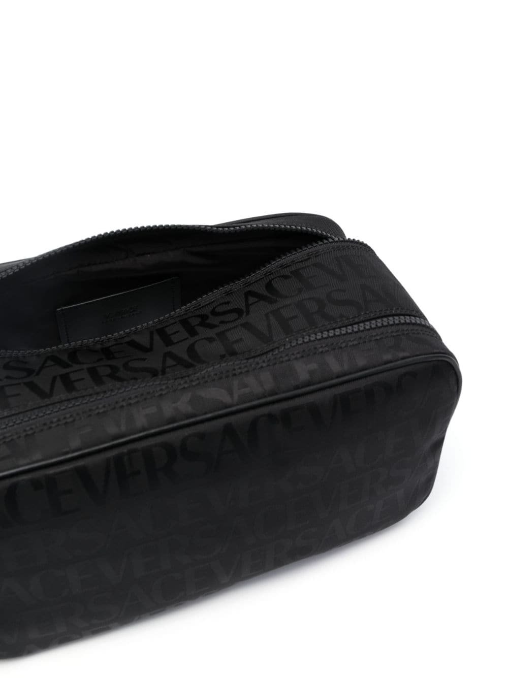 Versace Logo Jacquard Dopp Kit in Black-Ruthenium