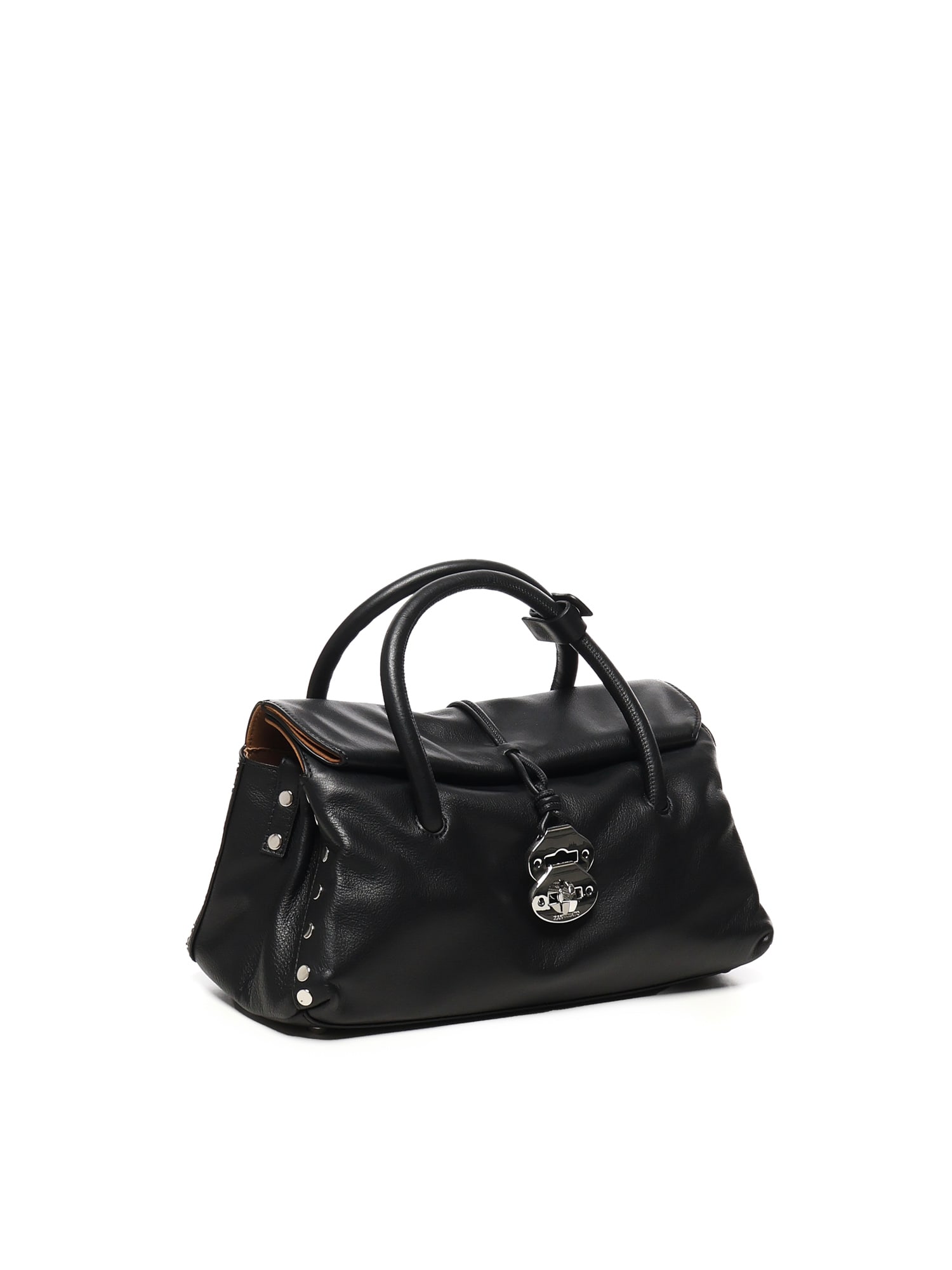 Zanellato Small Leather Tote Bag Studs In Black