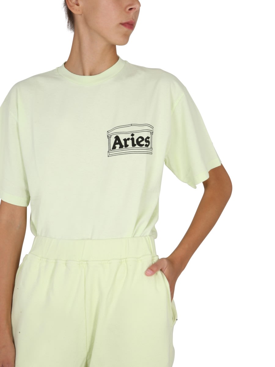 Shop Aries Logo Print T-shirt In Green