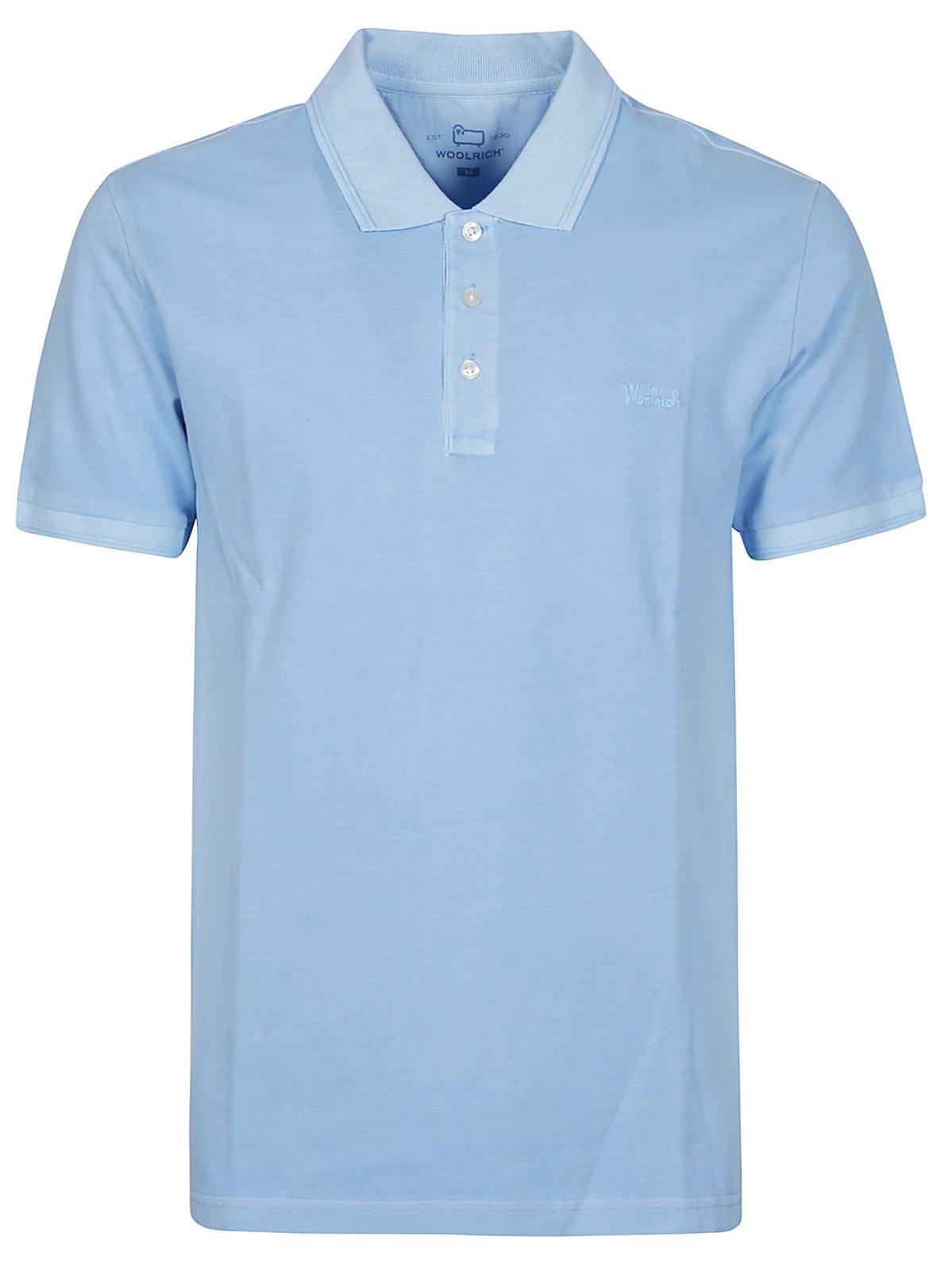 Shop Woolrich Mackinack Logo Embroidered Polo Shirt In Alaskan Blue