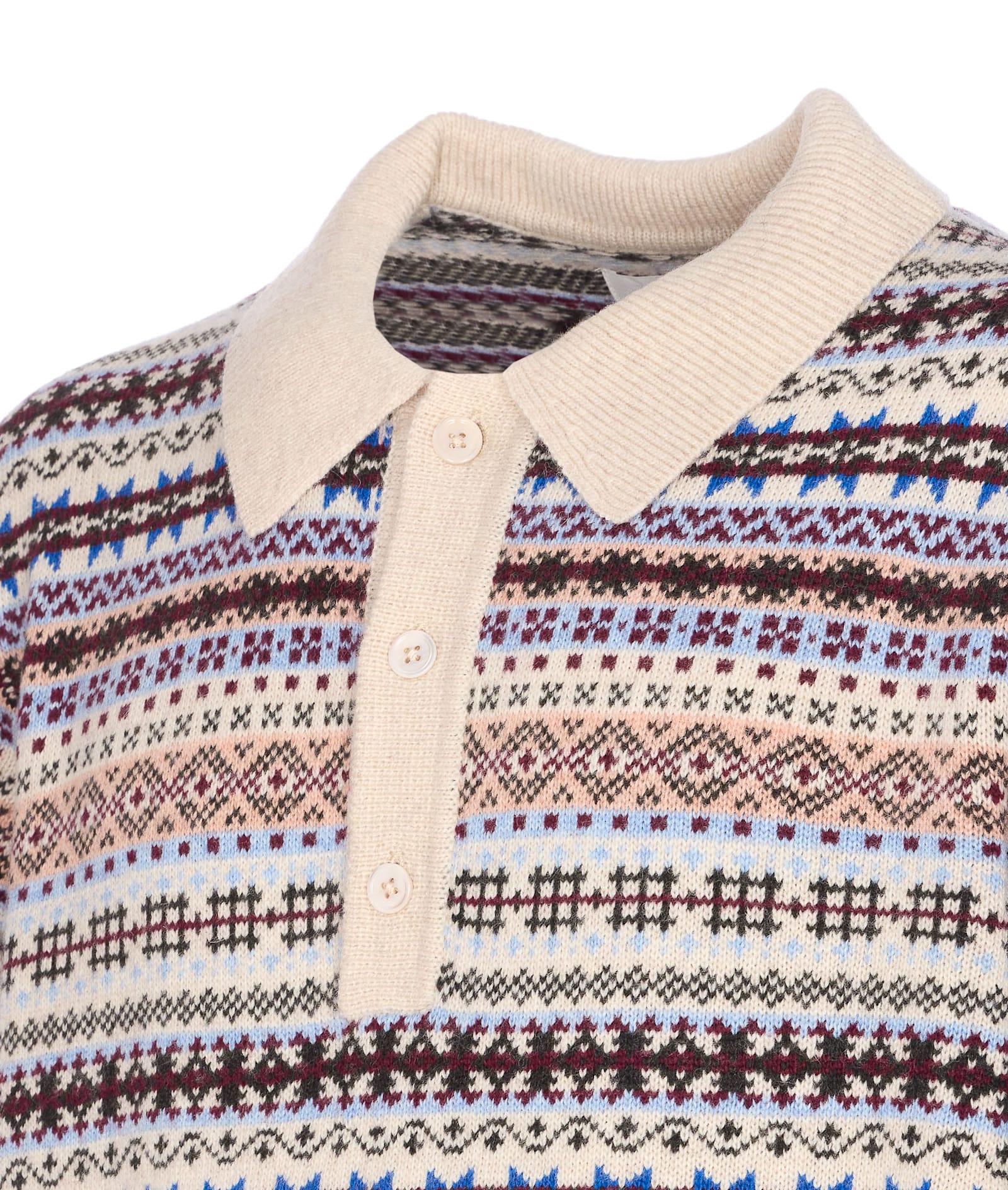 Nn07 Robbie Fair Isle Wool-blend Polo Sweater In Multi