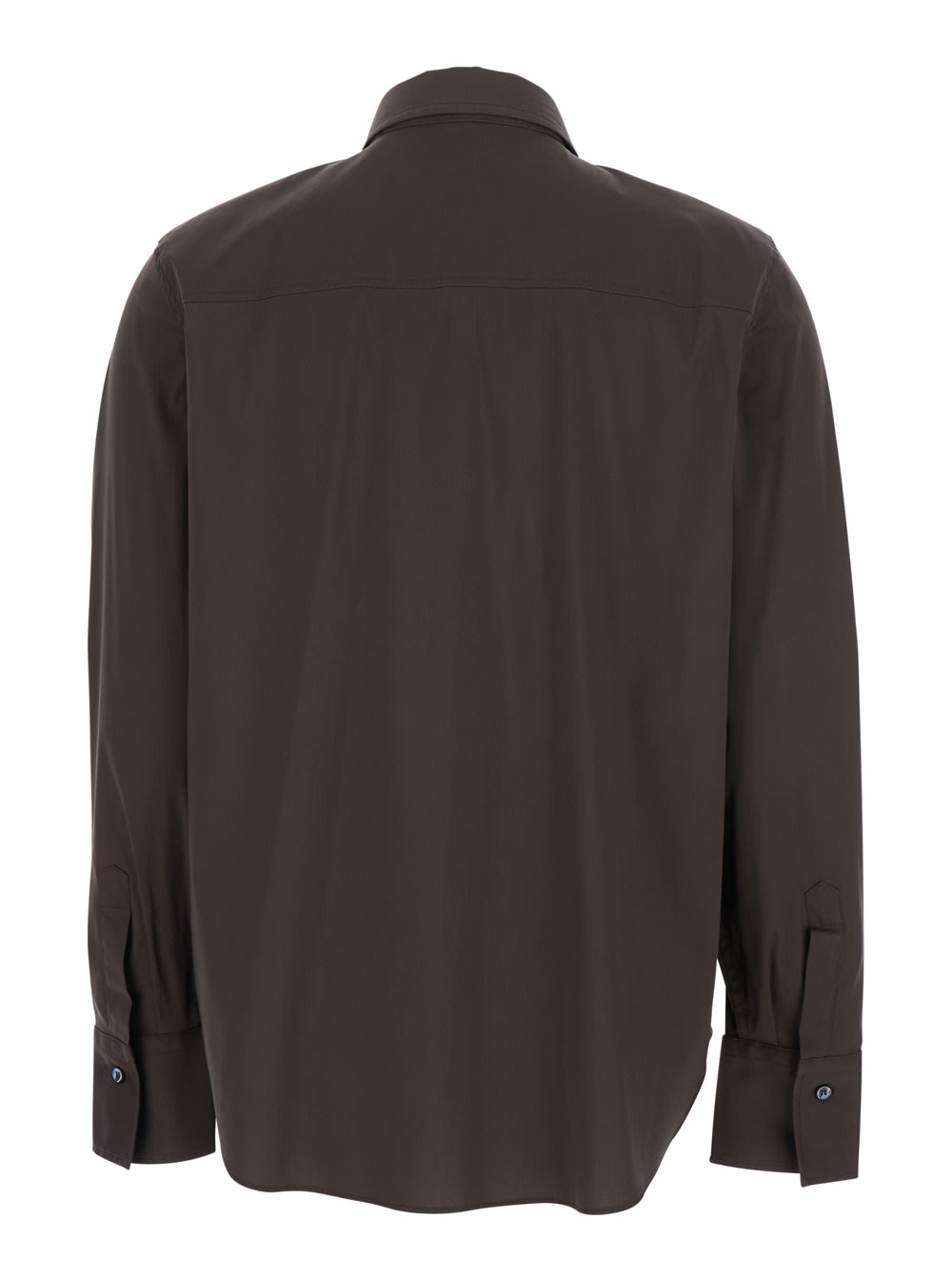 Brunello Cucinelli Brown Shirt With Classic Collar And Dropped Shoulders In Cotton Blend Woman In Brown