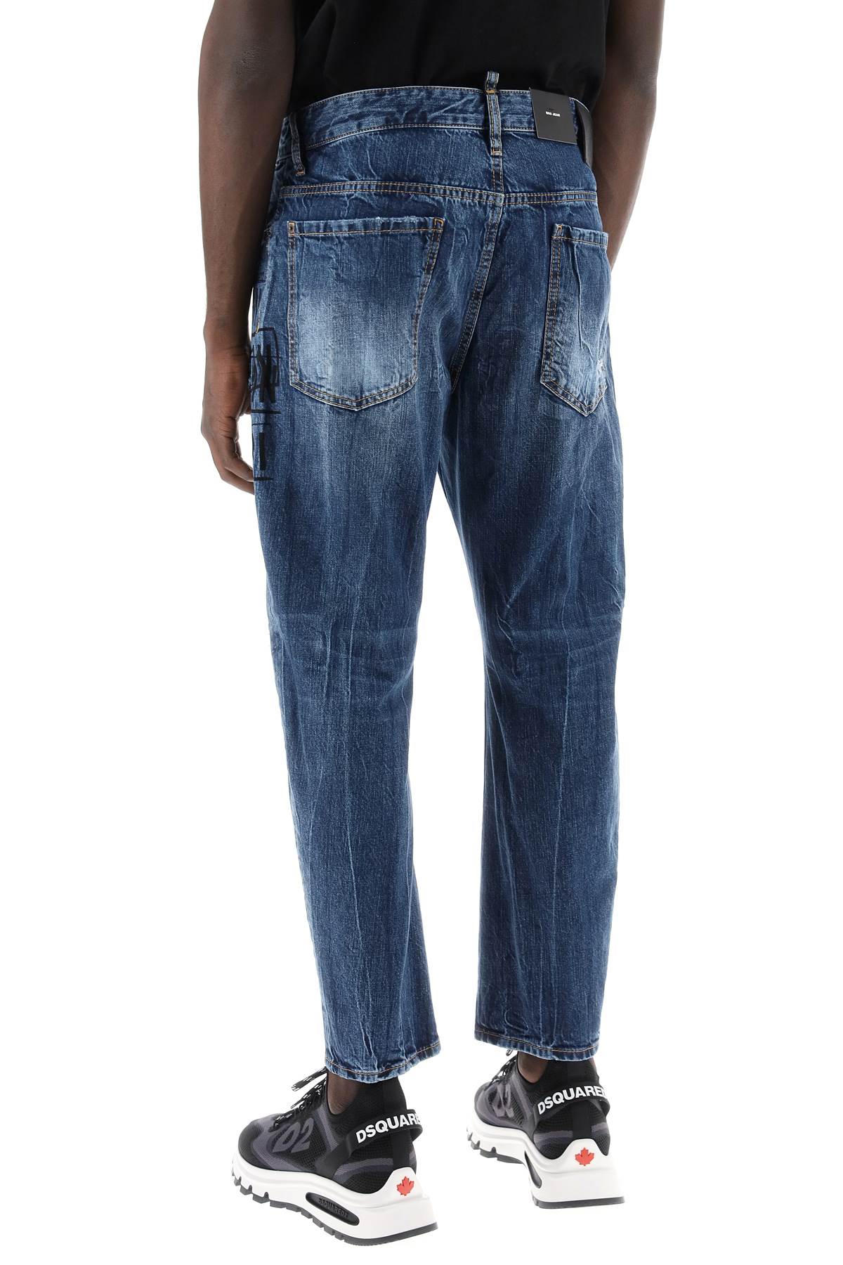 Shop Dsquared2 Dark Wash Icon Stamps Bro Jeans In In Navy Blue (blue)