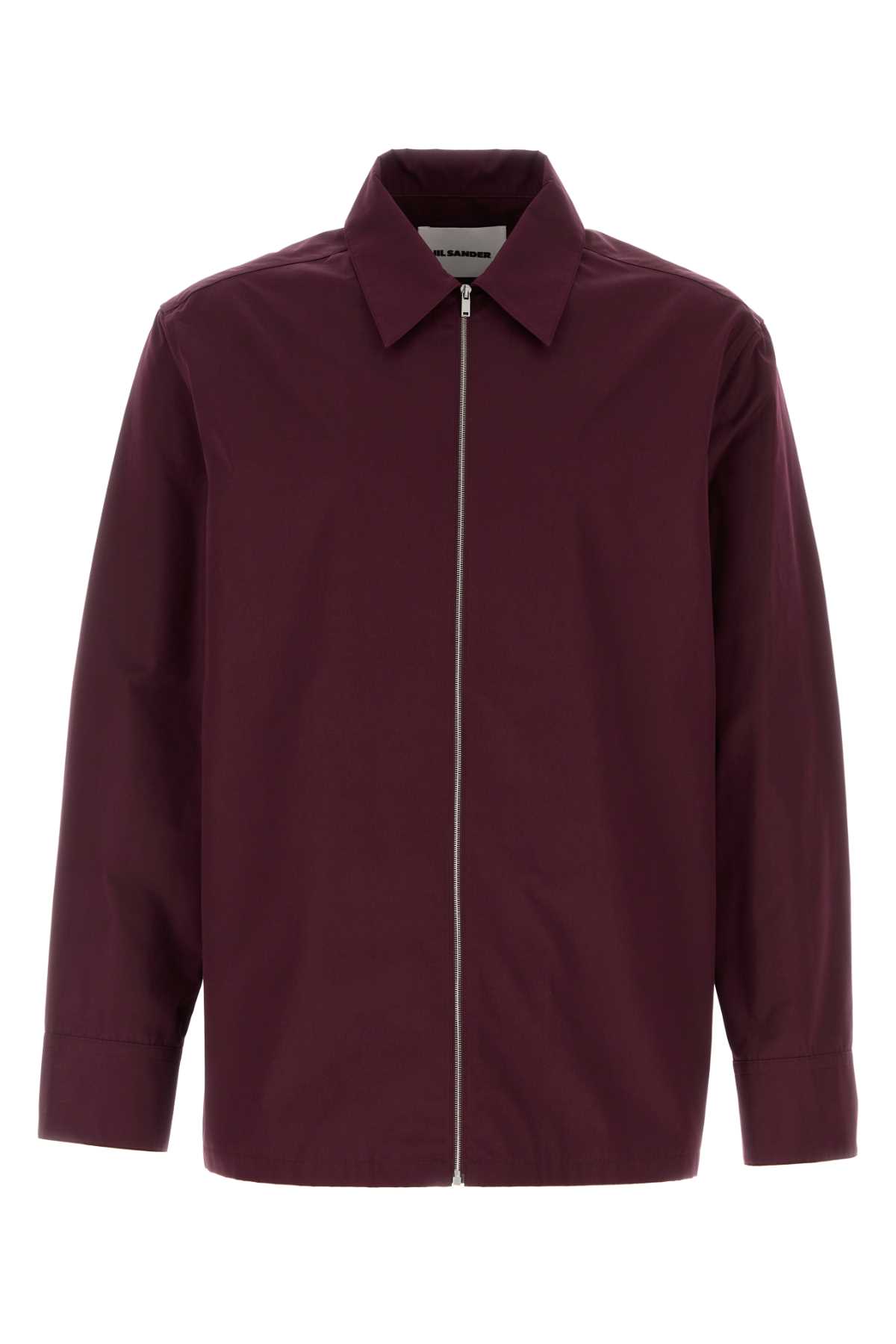 Jil Sander Bordeaux Shirt With Classic Collar And Front Zip Closure In Burgundy
