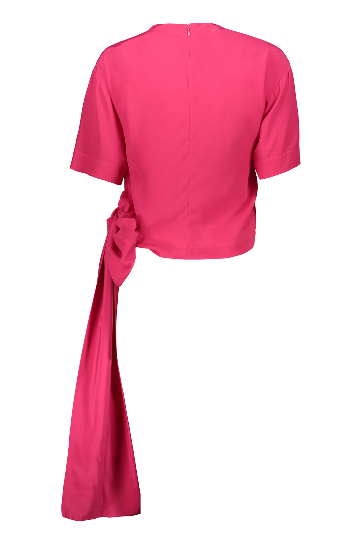 Shop Cedric Charlier Top With Bow In Fuchsia