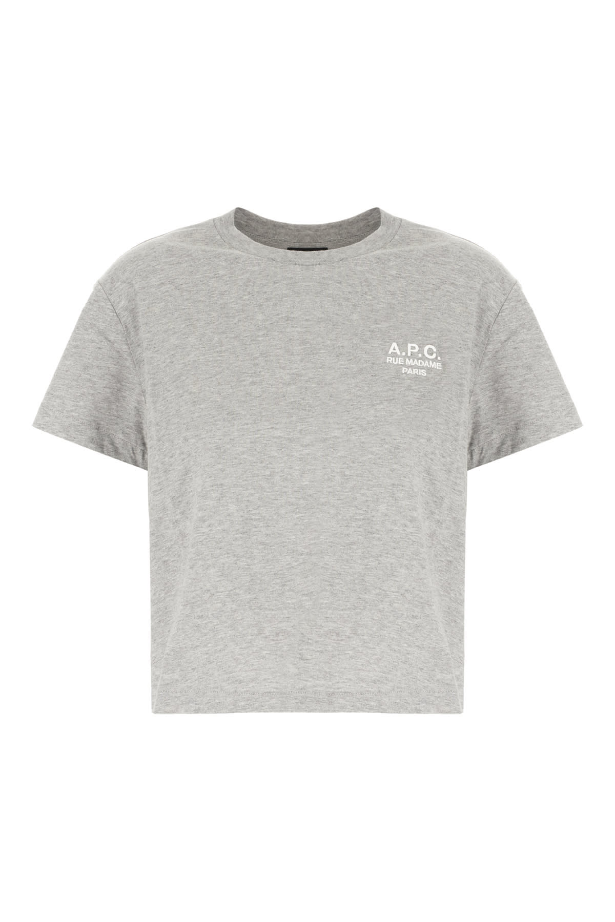 Shop Apc Melange Grey Cotton T-shirt In Gris Chine Blanc
